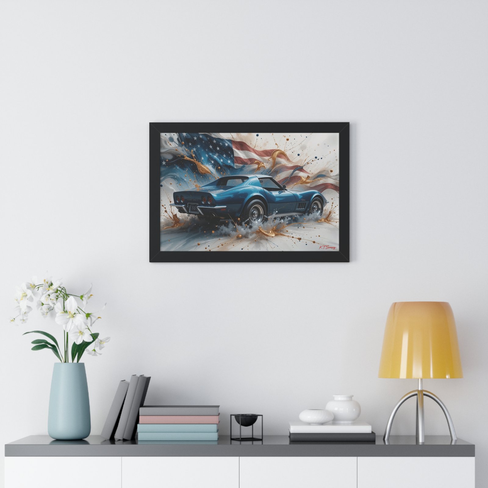 1979 Corvette Wall Art Framed Print with American Flag Background | Studio Edition Classic Car Collector’s Artwork - Image 5