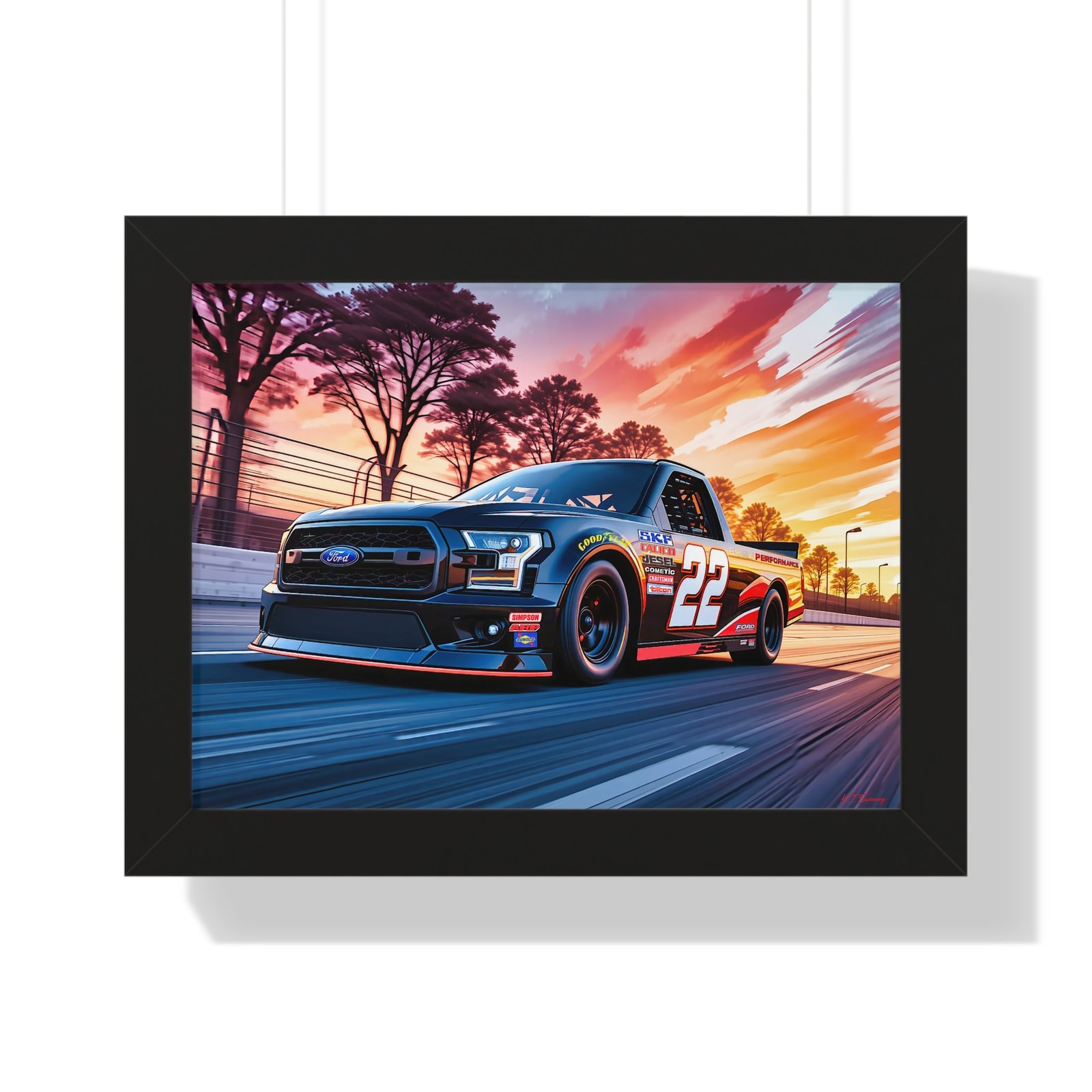Frankie Muniz NASCAR Truck Wall Art Framed Print with Original Studio Edition Design | Collector’s Racing Artwork