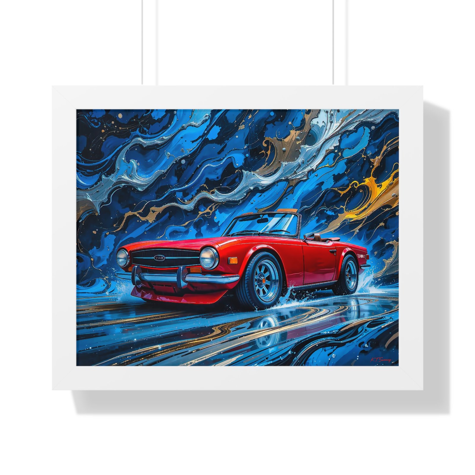 Exclusive Edition Red Triumph TR6 Classic Sports Car Wall Art Framed Print with 3D Textured Oil Paint Style Design| Collector’s Artwork - Image 19