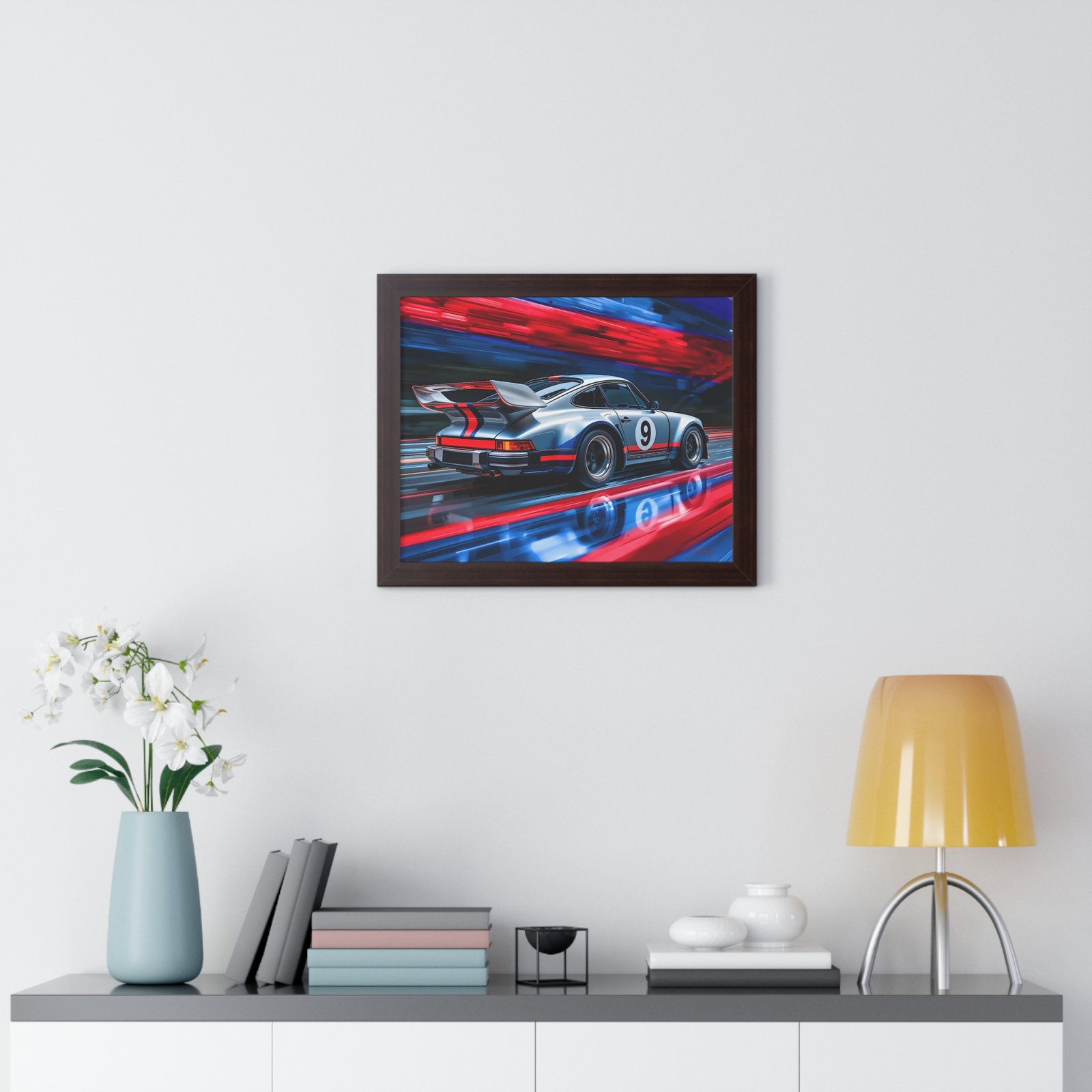 Limited Edition Classic Porsche 930 Turbo in Silver Wall Art Framed Print | Collector’s Porsche Artwork - Image 11