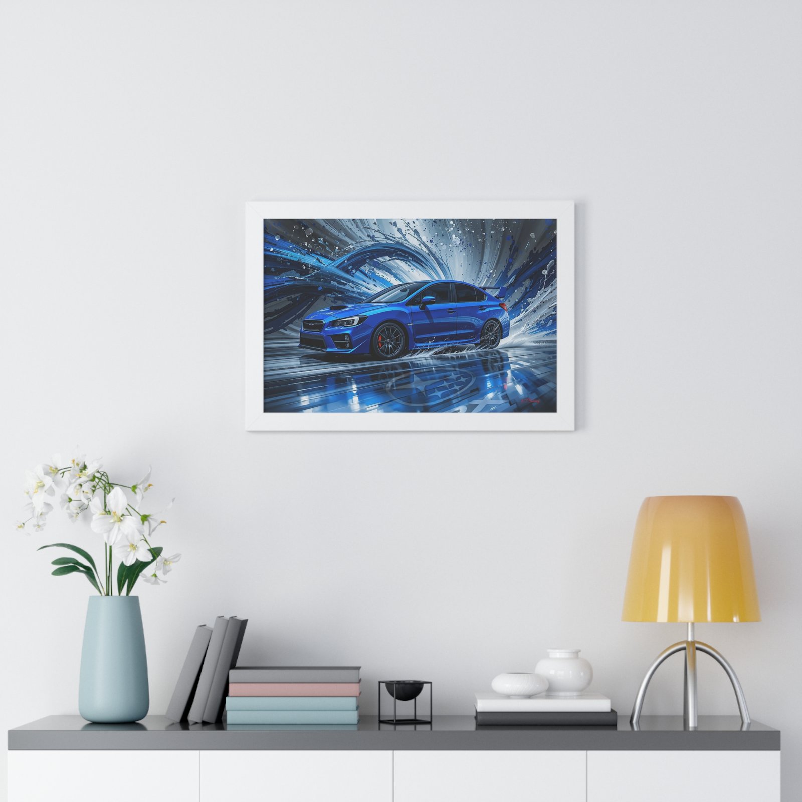 Limited Edition 2019 Subaru WRX Wall Art Framed Print with Textured Oil Paint Swirling Background | Collector’s Subaru Artwork - Image 14