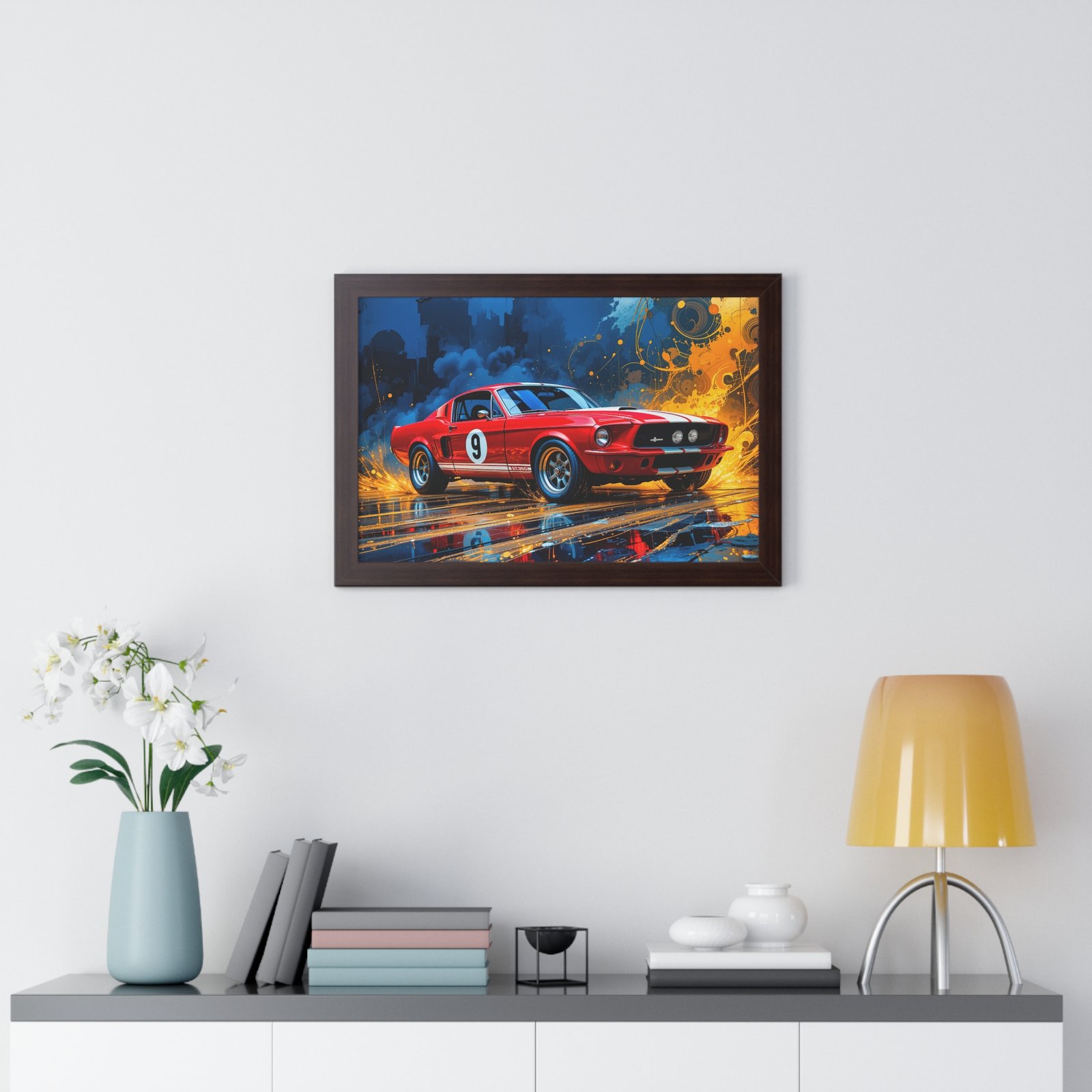 Exclusive Edition 1967 Red Shelby Mustang TransAm Inspired Racing Car Wall Art Framed Print | Collector’s Classic Mustang Artwork - Image 14