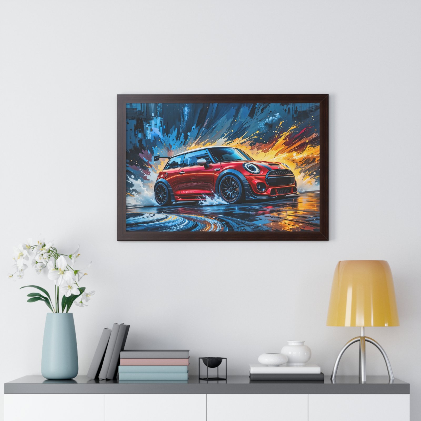 Limited Edition Red Mini Cooper S Racing Car Wall Art Framed Print | Collector’s Classic Mini Artwork - Image 17
