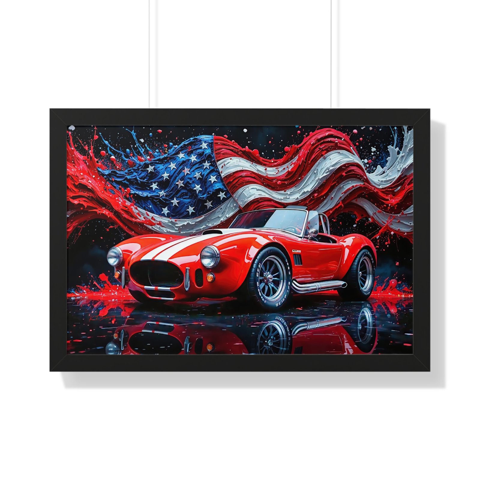 Exclusive Edition Red Shelby Cobra with White Stripes and USA Patriot theme | Collector’s Shelby Artwork - Image 7