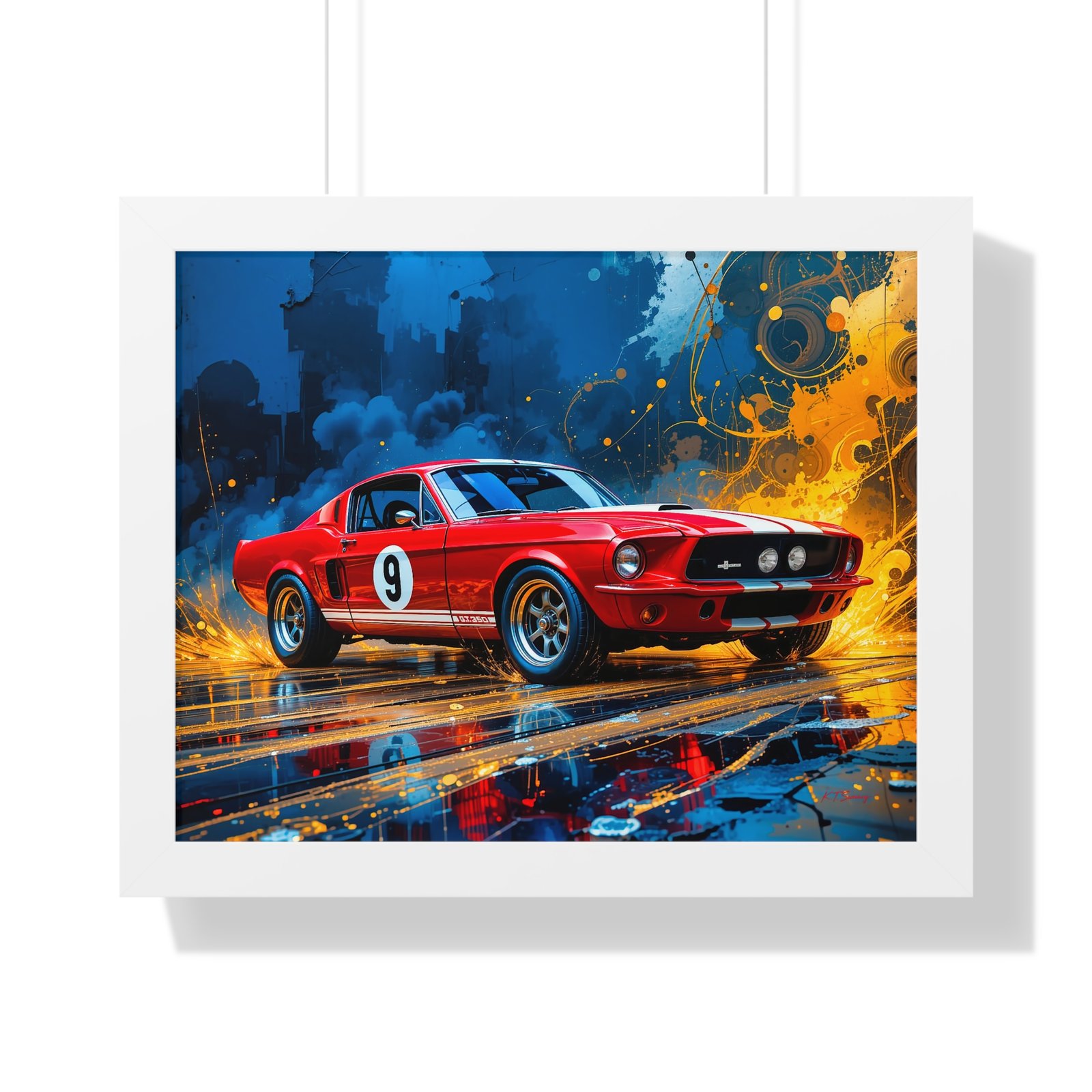 Exclusive Edition 1967 Red Shelby Mustang TransAm Inspired Racing Car Wall Art Framed Print | Collector’s Classic Mustang Artwork - Image 19