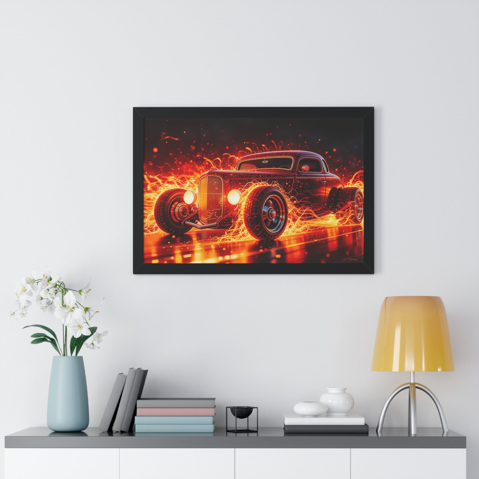 Limited Edition Hot Rod Wall Art Framed Print with Ethereal Flames - Image 8