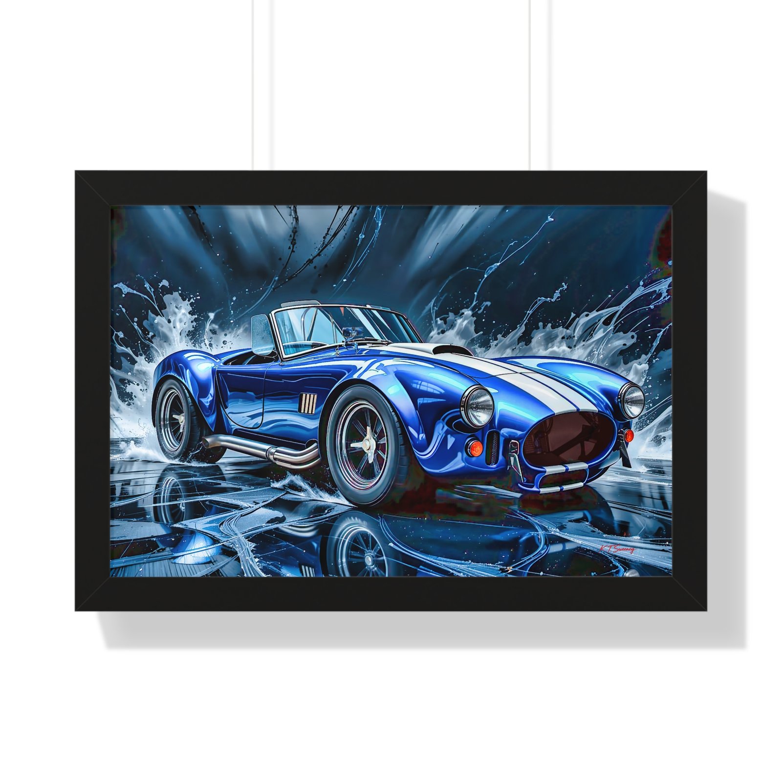 Exclusive Edition Classic Blue Shelby Cobra with White Stripes Wall Art Framed Print | Collector’s Shelby Artwork - Image 4