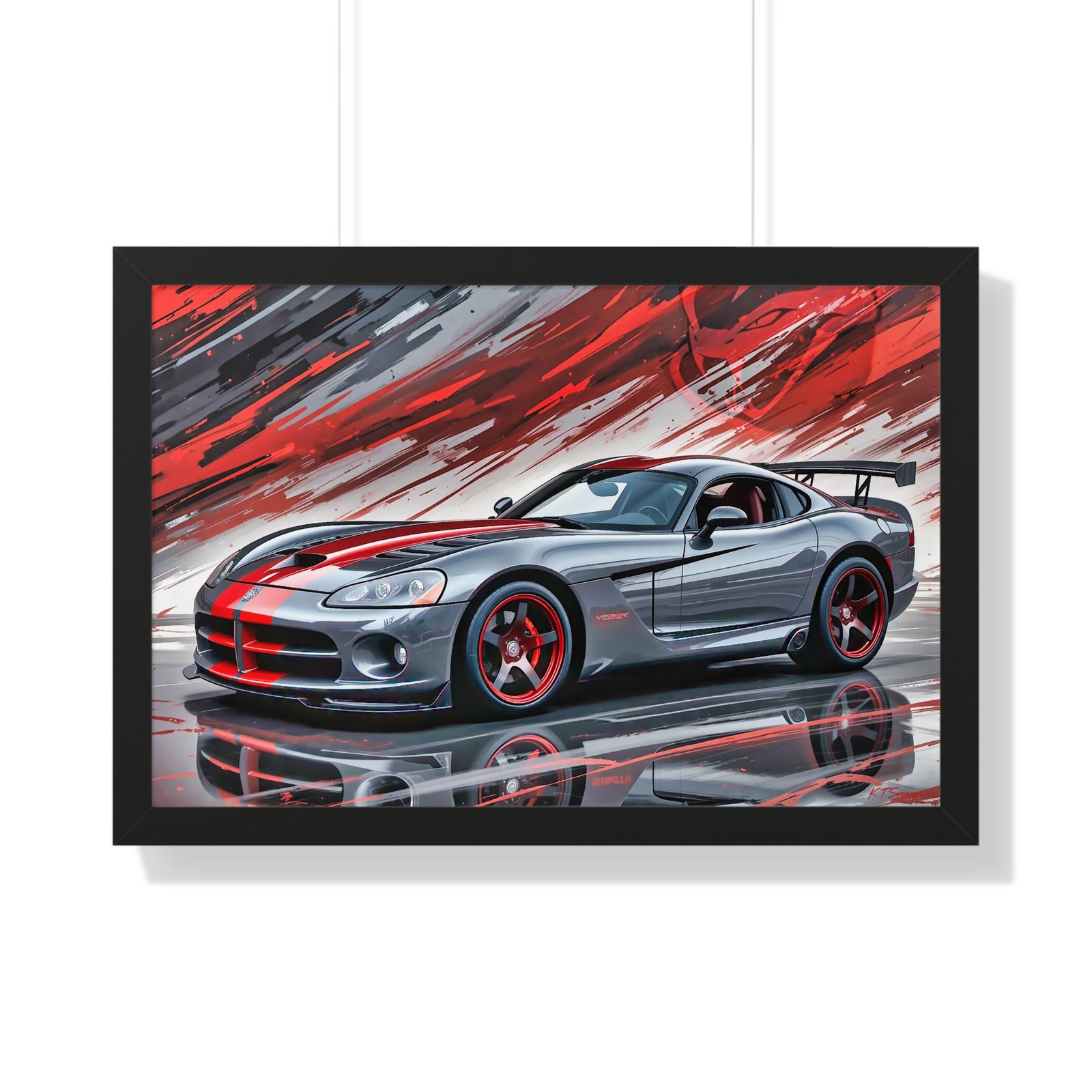 2010 Dodge Viper SRT-10 Final Edition Wall Art Framed Print in Gray with Red Stripes | Studio Edition Collector’s Artwork - Image 7