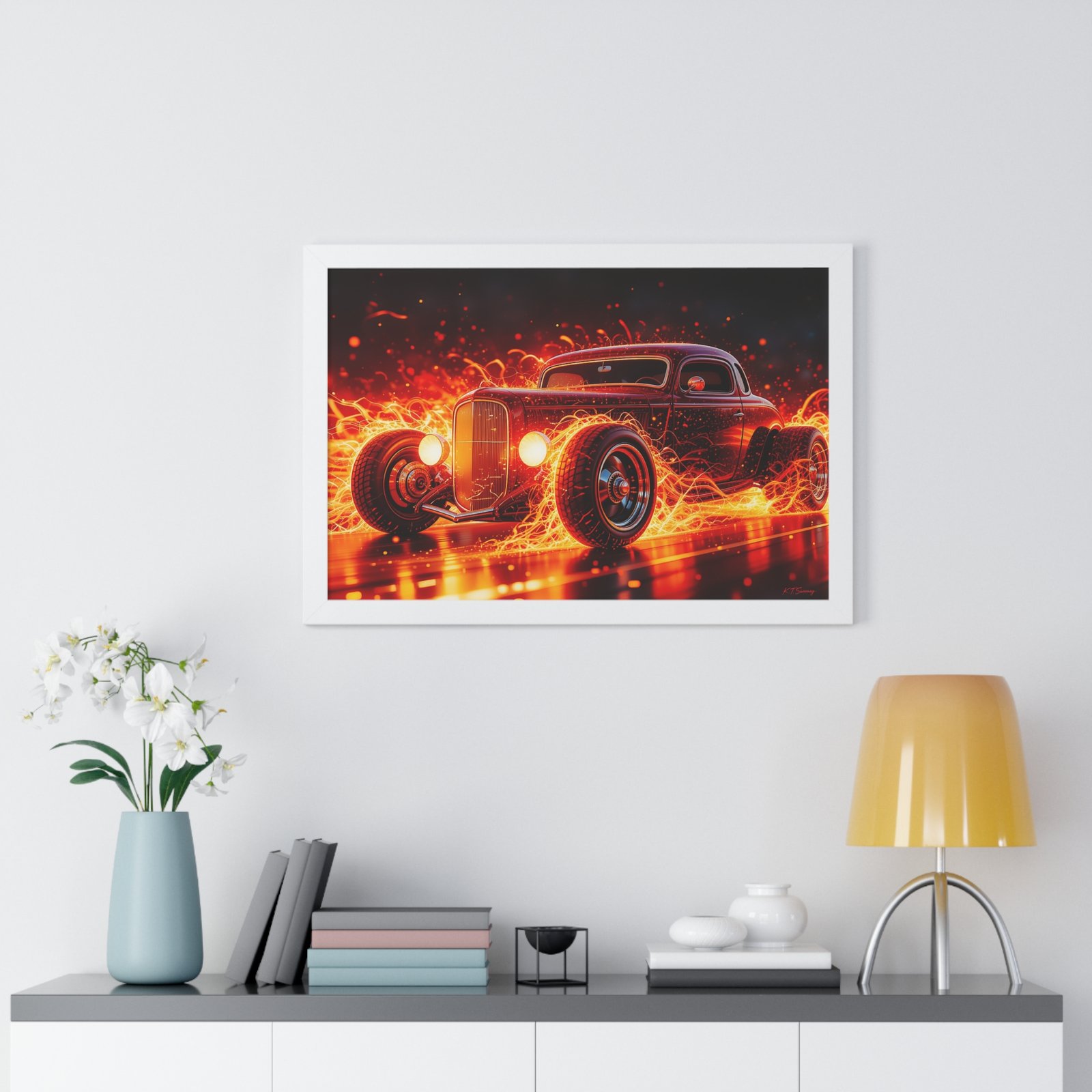 Limited Edition Hot Rod Wall Art Framed Print with Ethereal Flames - Image 26