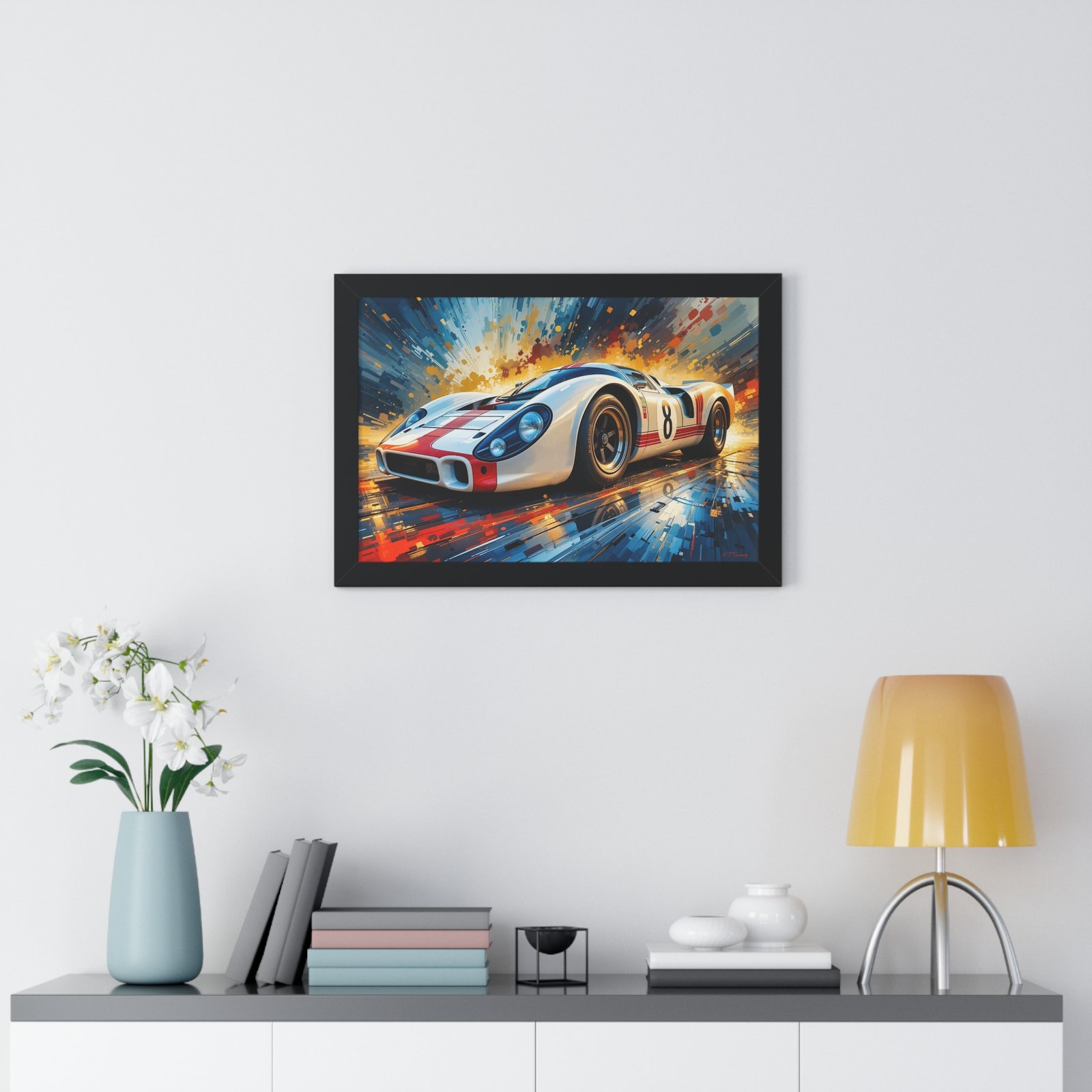 Limited Edition Porsche Le Mans Racing Car Wall Art Framed Print with 3D Textured Color Background | Collector’s Motorsport Artwork - Image 5