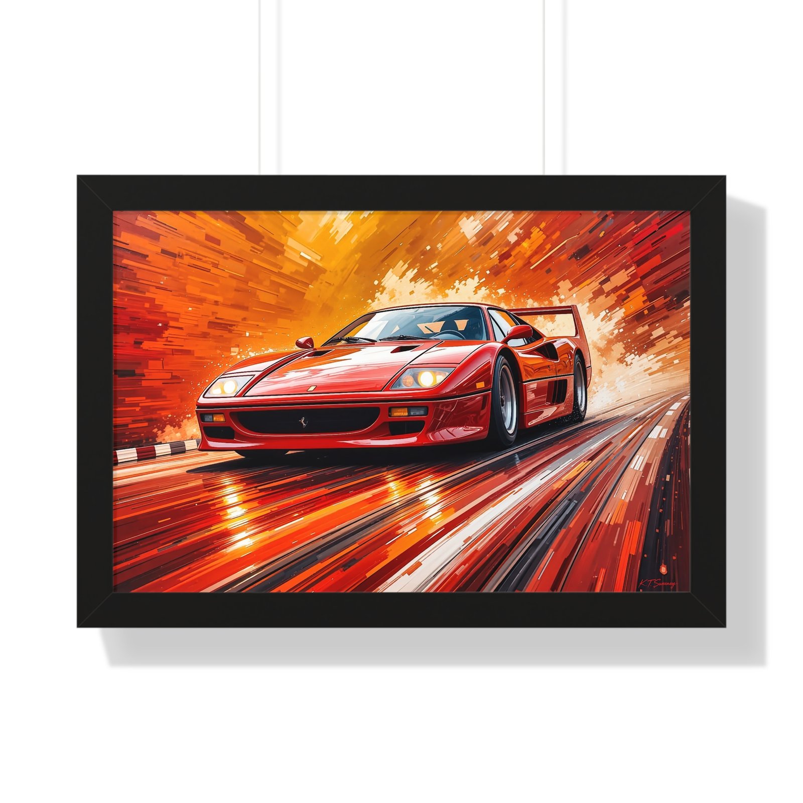Limited Edition Ferrari F40 Wall Art Framed Print with 3D Textured Paint Style | Classic Ferrari Collector’s Artwork with Certificate - Image 4