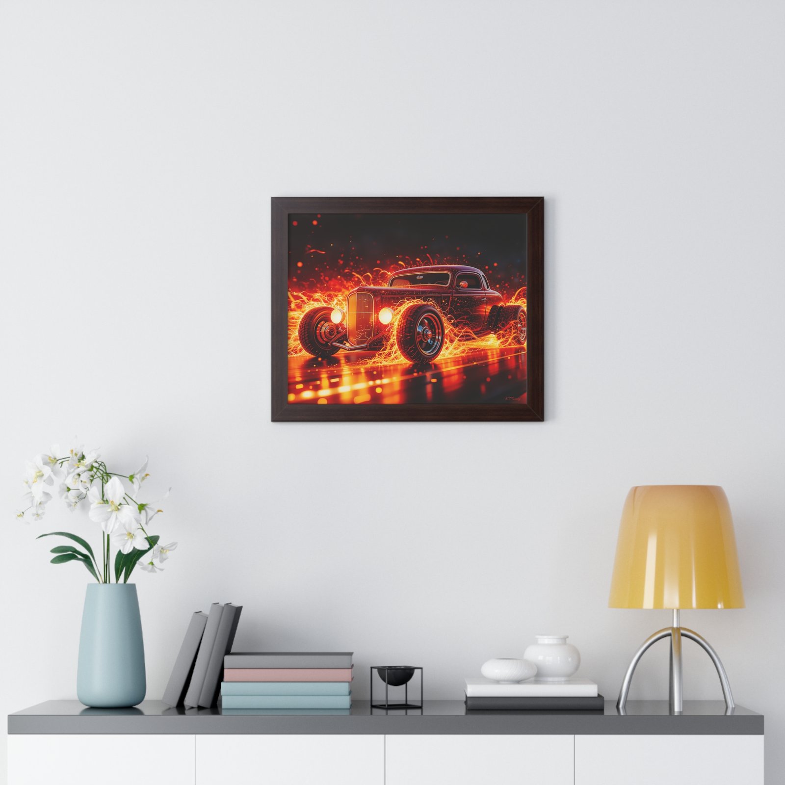Limited Edition Hot Rod Wall Art Framed Print with Ethereal Flames - Image 11
