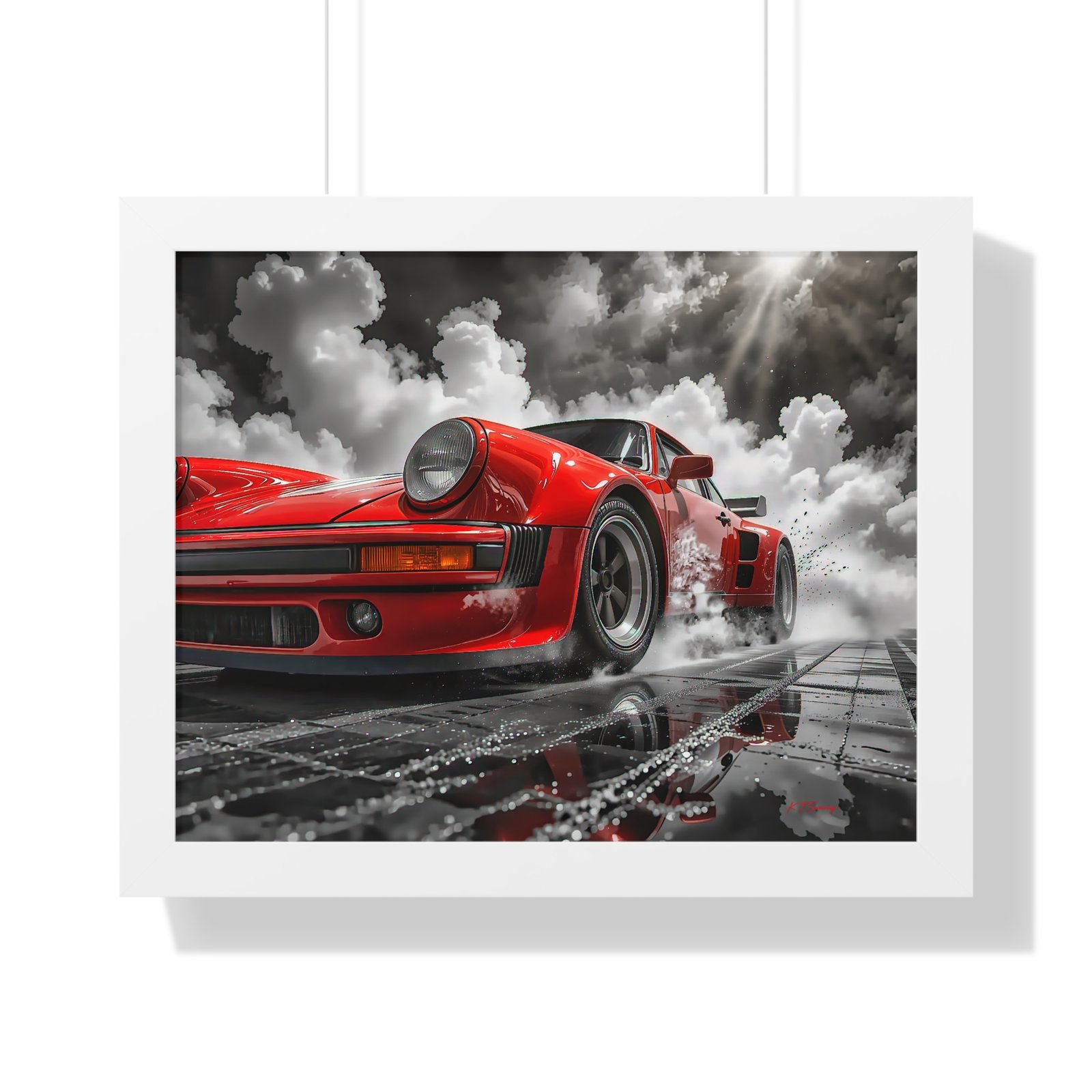 Limited Edition Porsche 930 Turbo Wall Art Framed Print in Red | Classic Porsche Collector’s Artwork - Image 19