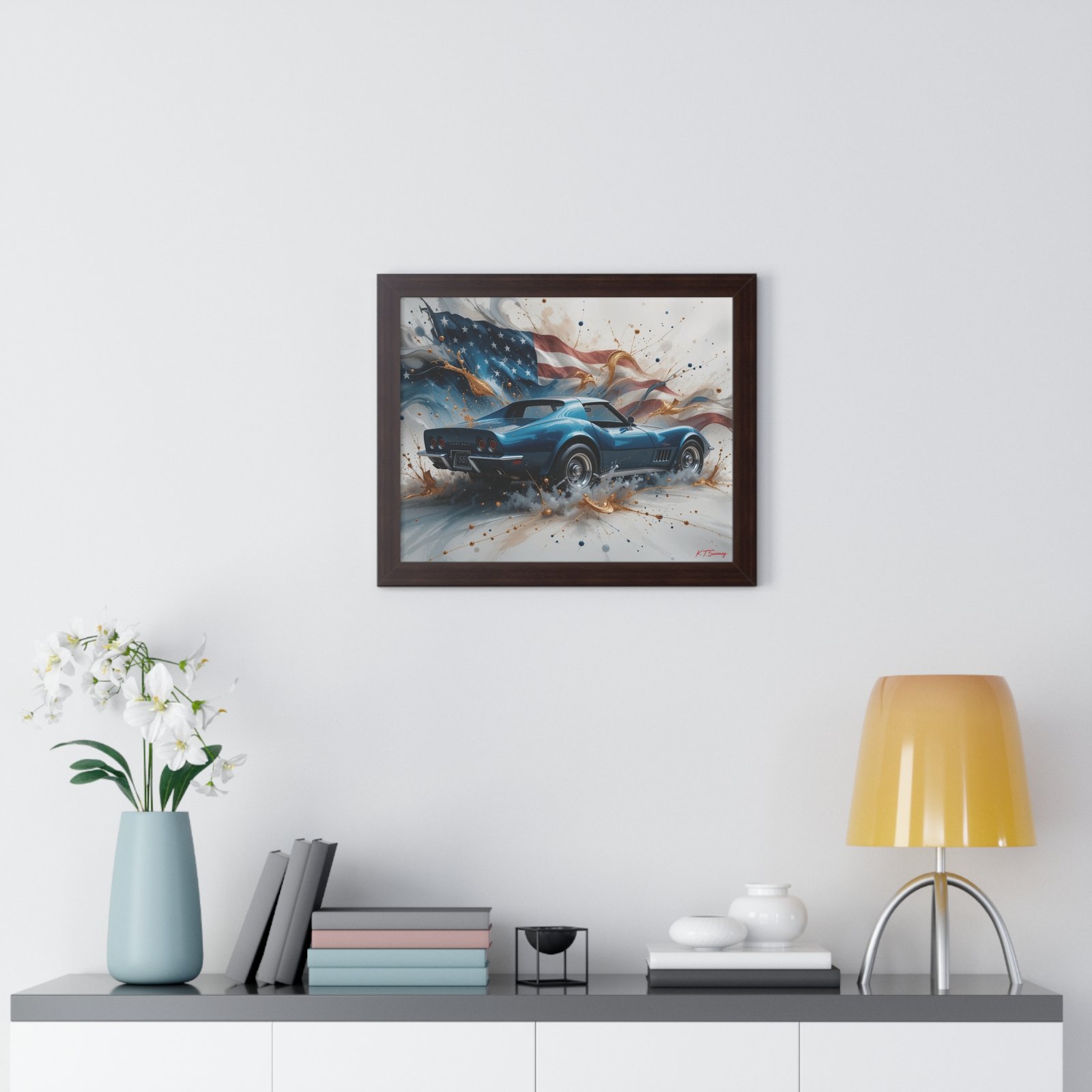 1979 Corvette Wall Art Framed Print with American Flag Background | Studio Edition Classic Car Collector’s Artwork - Image 11