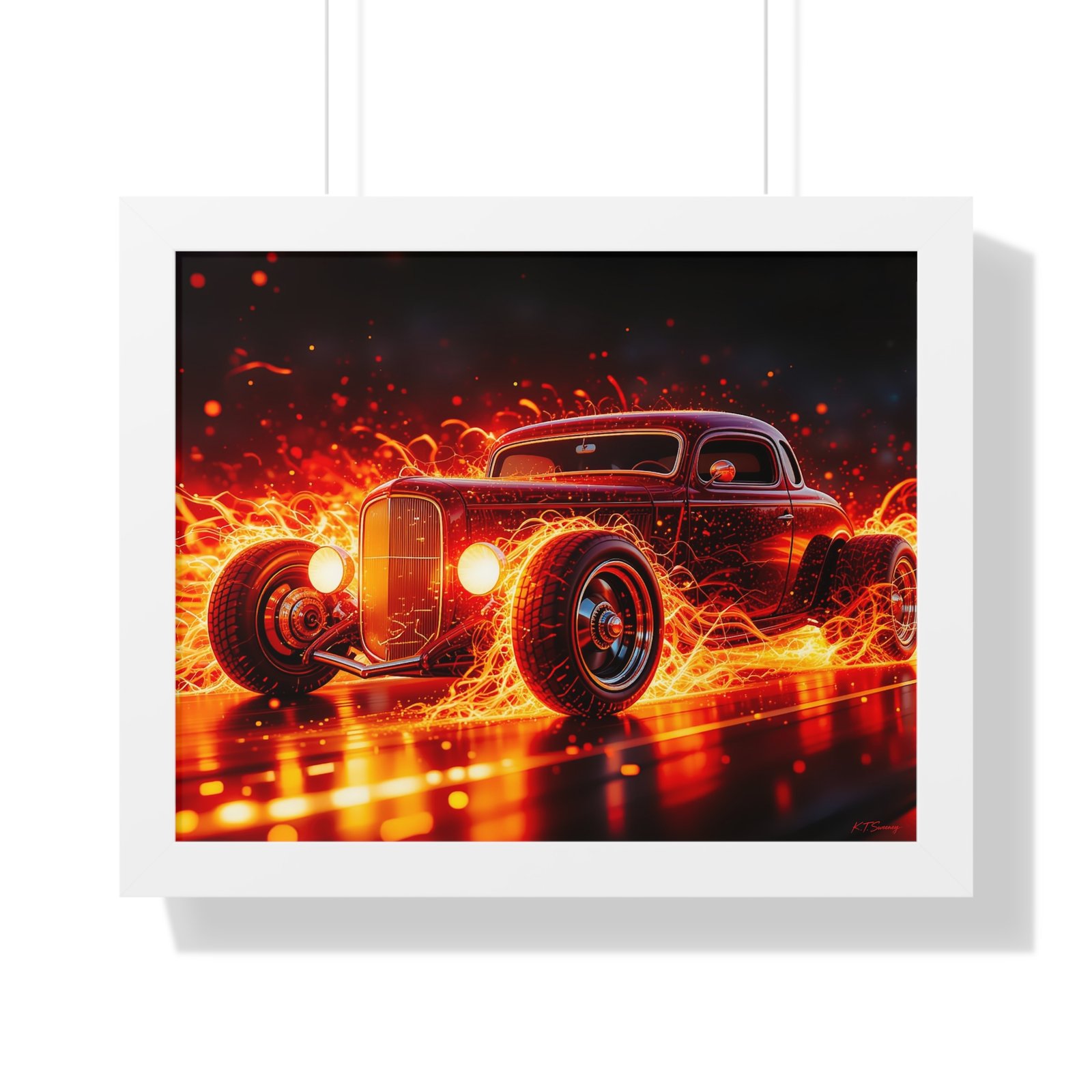 Limited Edition Hot Rod Wall Art Framed Print with Ethereal Flames - Image 19
