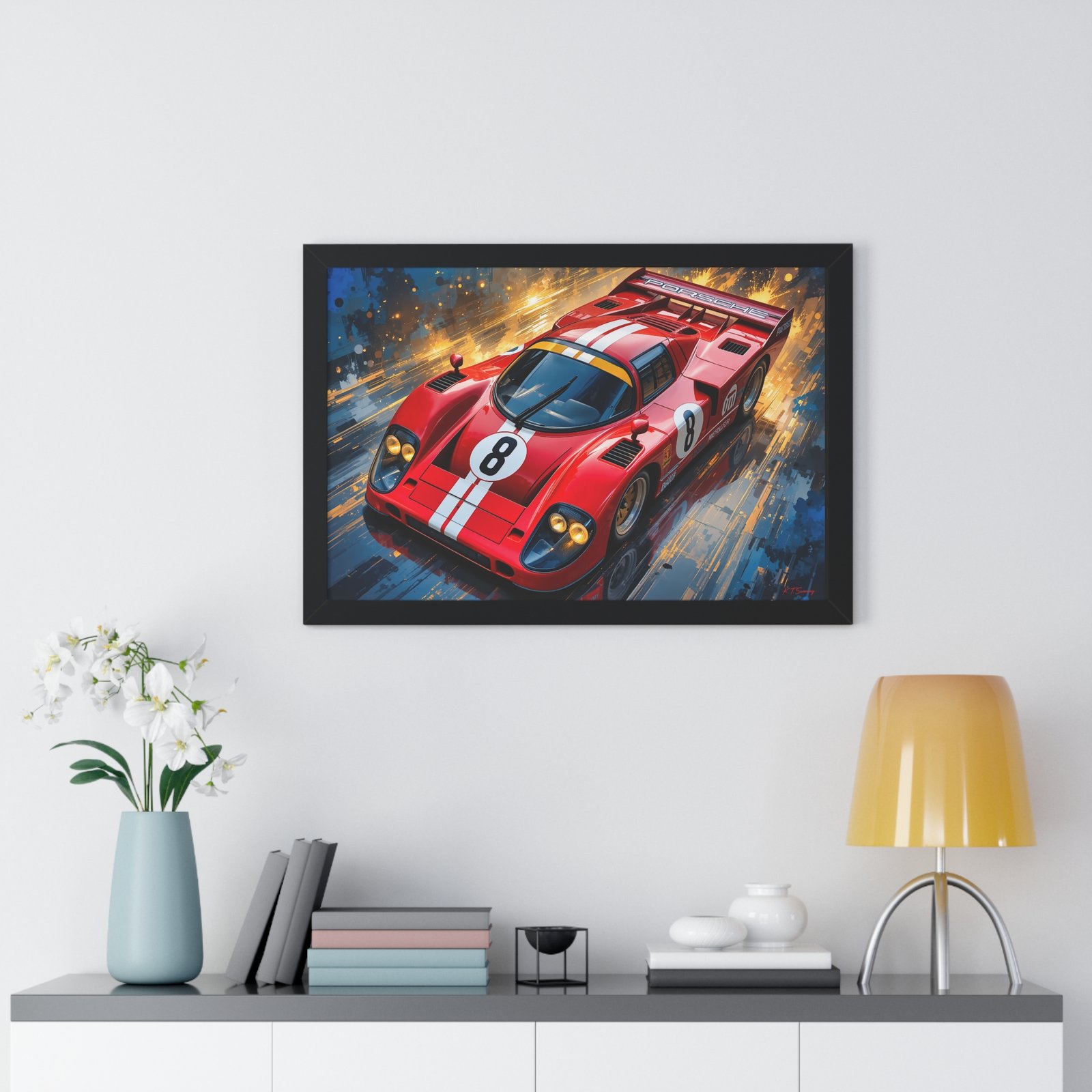 Limited Edition Red Porsche Le Mans Tribute Wall Art Framed Print | Original Classic Racing Collector’s Artwork - Image 8