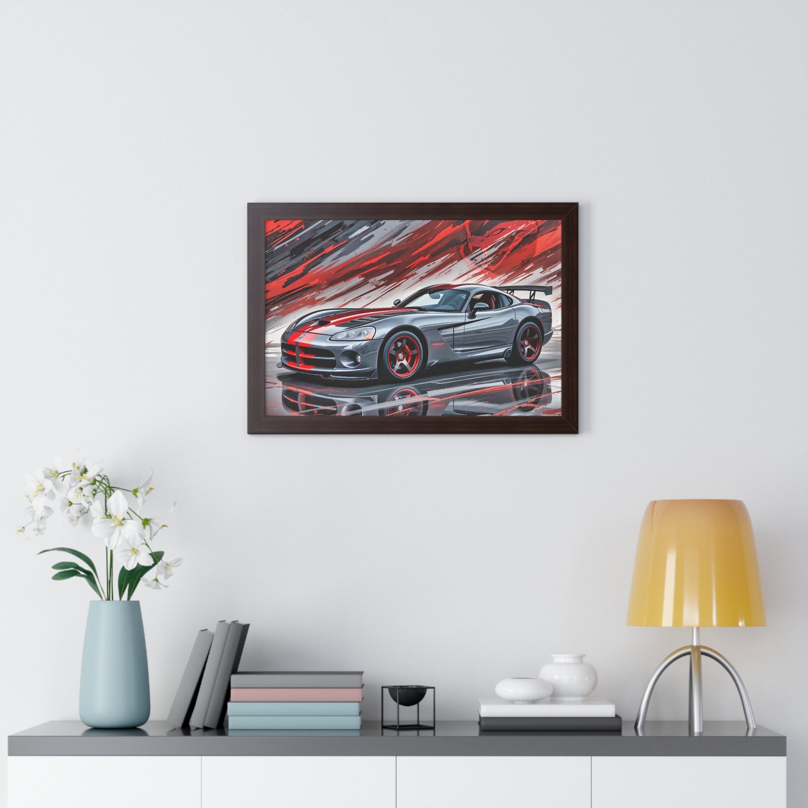 2010 Dodge Viper SRT-10 Final Edition Wall Art Framed Print in Gray with Red Stripes | Studio Edition Collector’s Artwork - Image 14