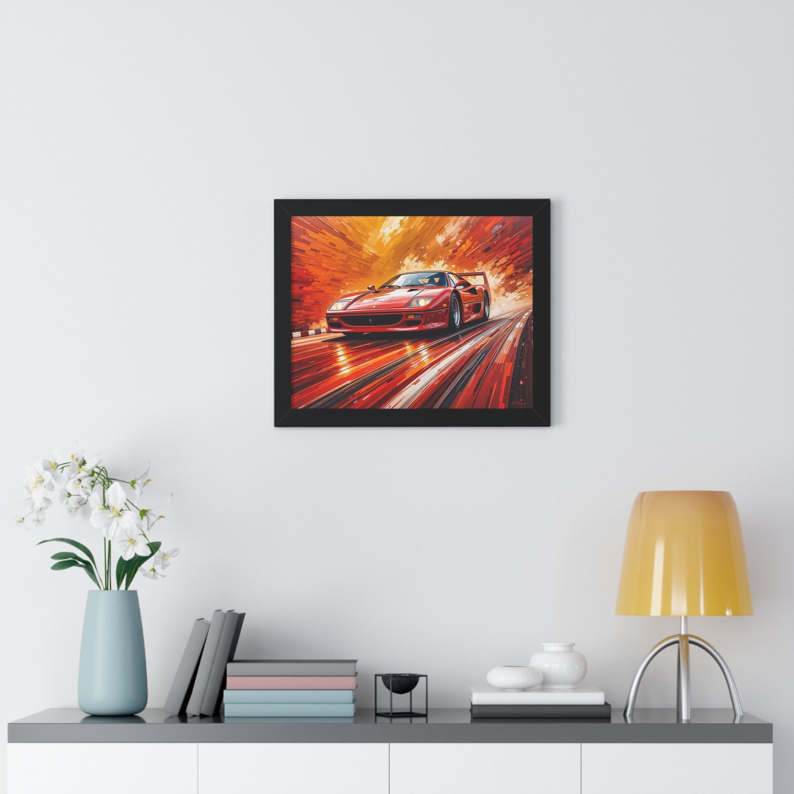 Limited Edition Ferrari F40 Wall Art Framed Print with 3D Textured Paint Style | Classic Ferrari Collector’s Artwork with Certificate - Image 2