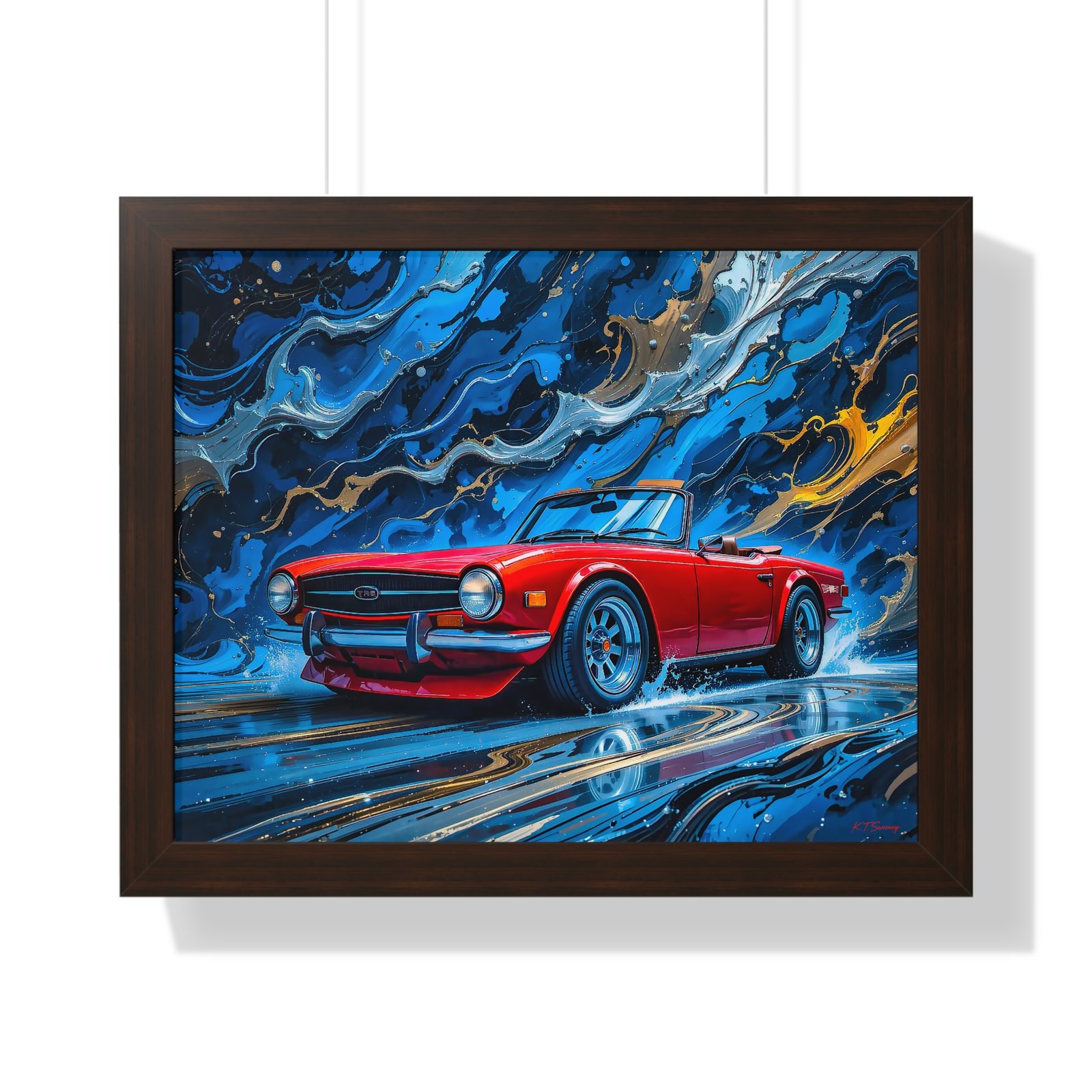 Exclusive Edition Red Triumph TR6 Classic Sports Car Wall Art Framed Print with 3D Textured Oil Paint Style Design| Collector’s Artwork - Image 10