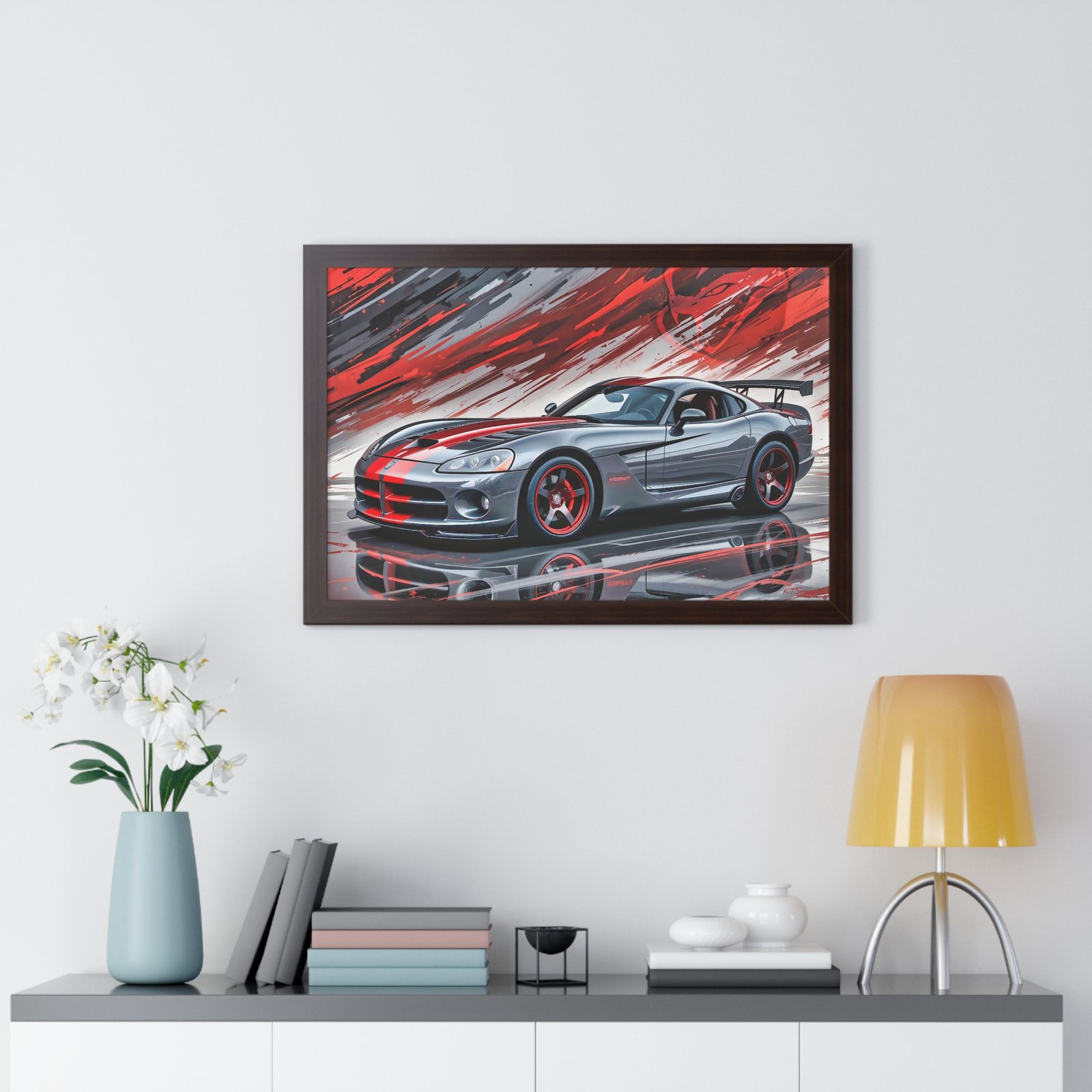 2010 Dodge Viper SRT-10 Final Edition Wall Art Framed Print in Gray with Red Stripes | Studio Edition Collector’s Artwork - Image 17