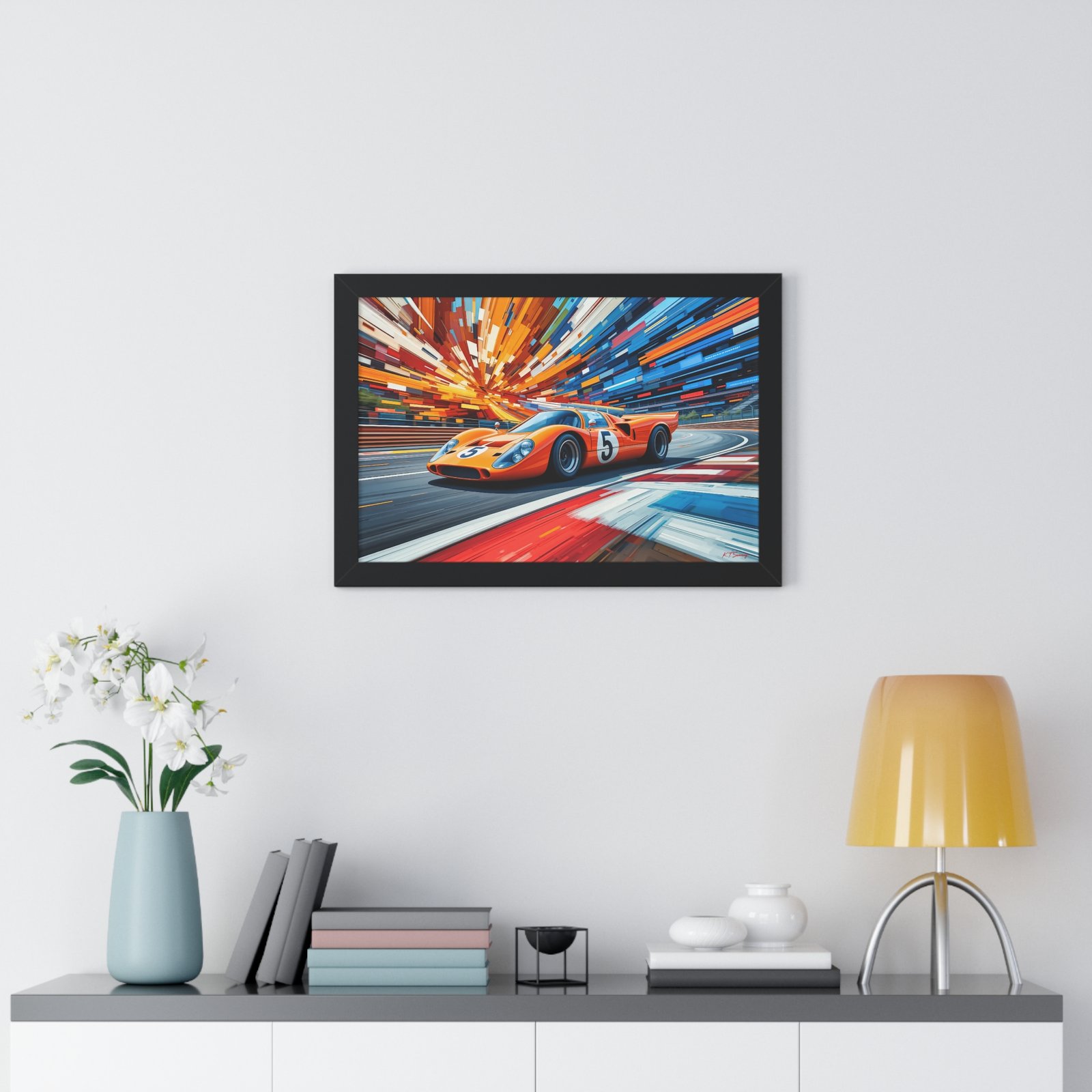 McLaren Le Mans Inspired Racing Car Wall Art Framed Print in Classic Papaya | Studio Edition Motorsport Artwork - Image 5