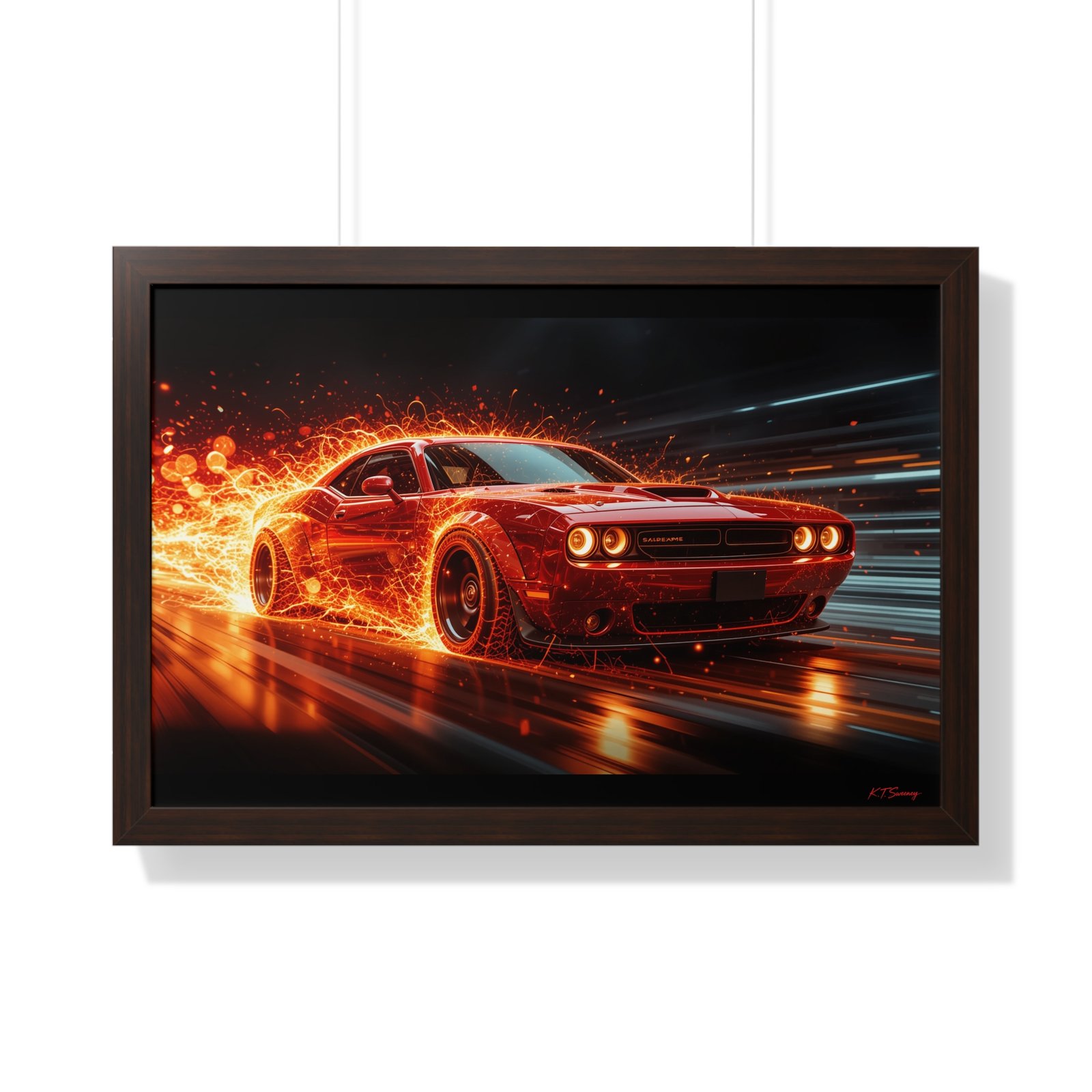 Limited Edition Dodge Hellcat Wall Art Framed Print with Ethereal Flames | Collector’s Muscle Car Artwork - Image 16
