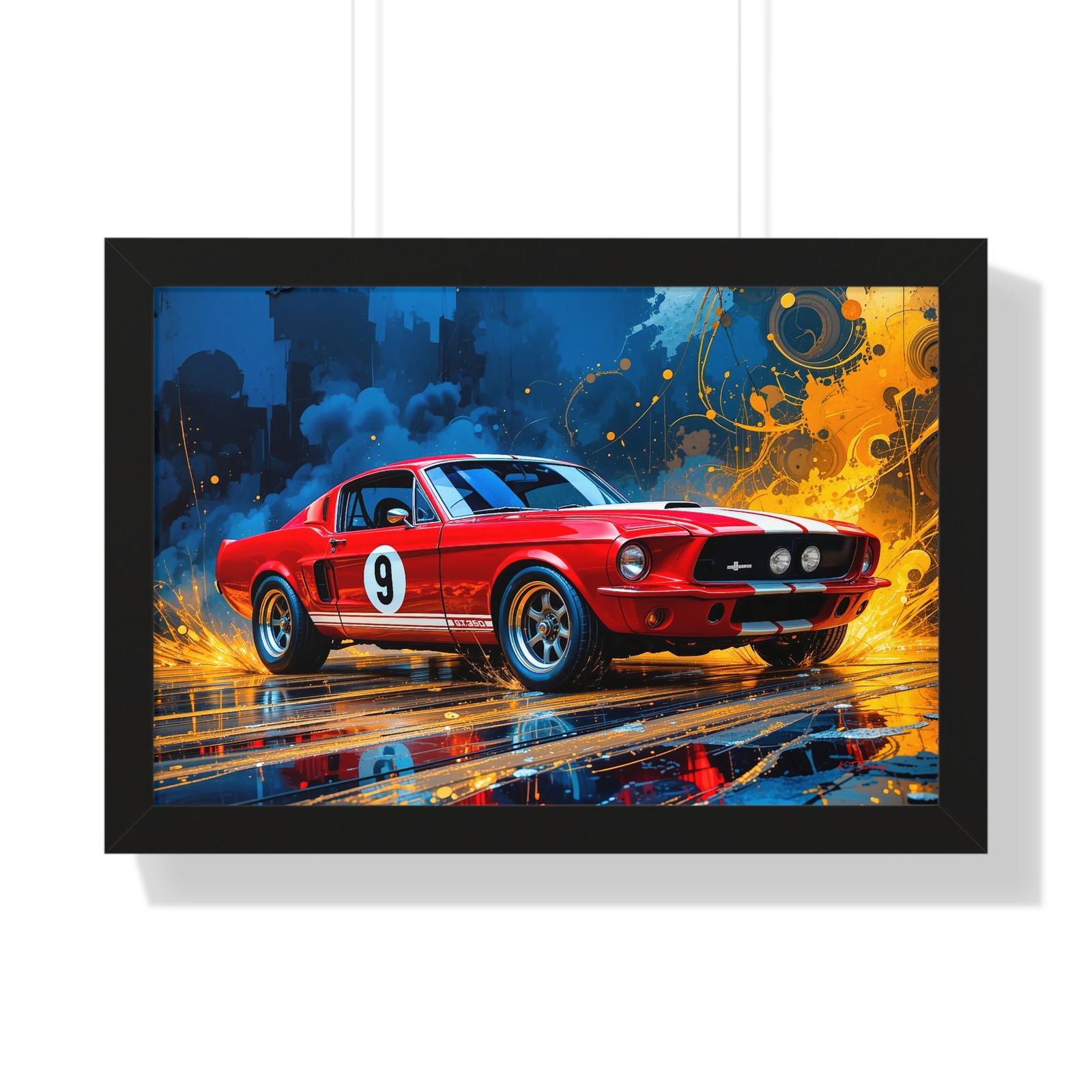 Exclusive Edition 1967 Red Shelby Mustang TransAm Inspired Racing Car Wall Art Framed Print | Collector’s Classic Mustang Artwork - Image 4