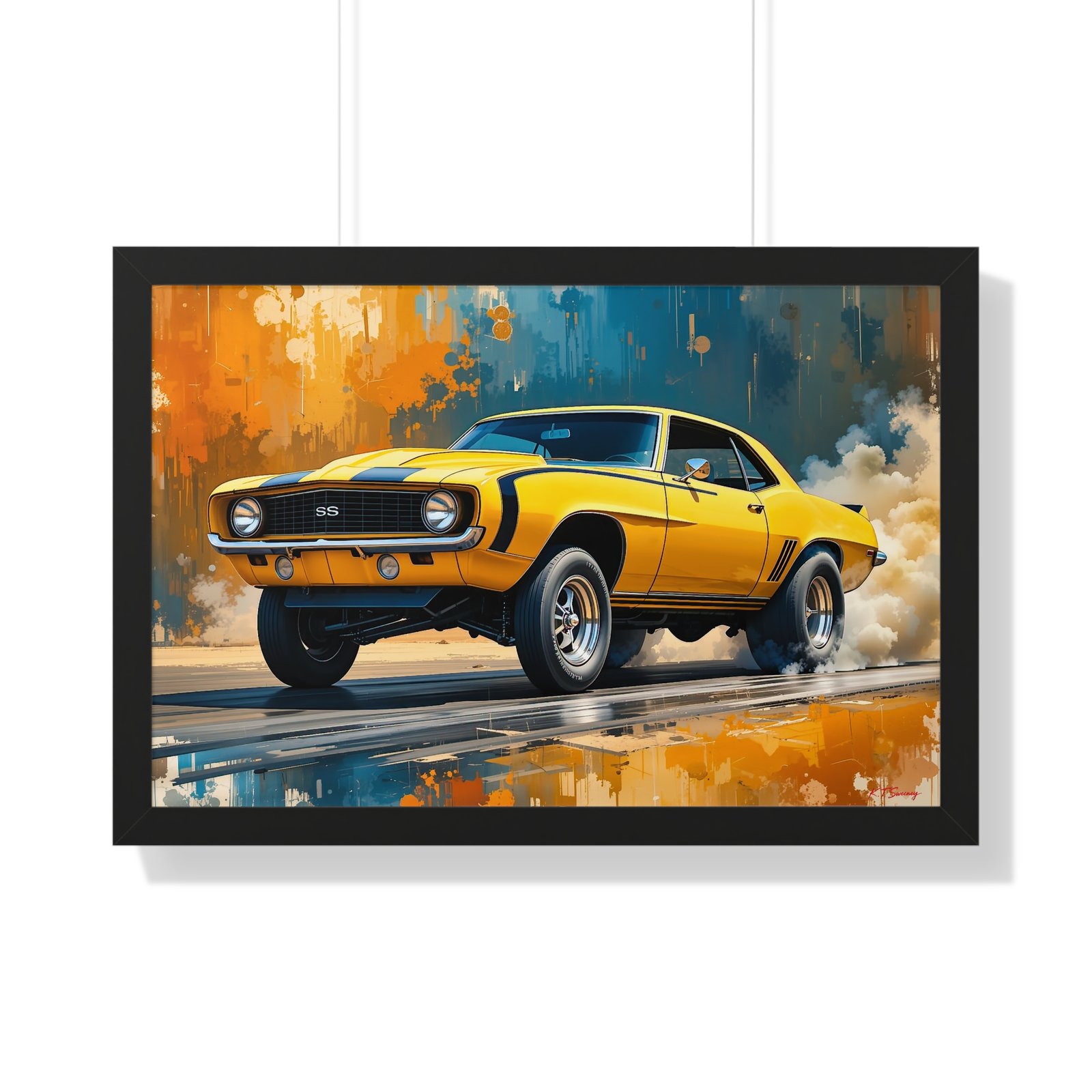 1969 Yellow Camaro Hot Rod Gasser Wall Art Framed Print | Studio Edition Collector’s Classic Camaro Artwork - Image 7