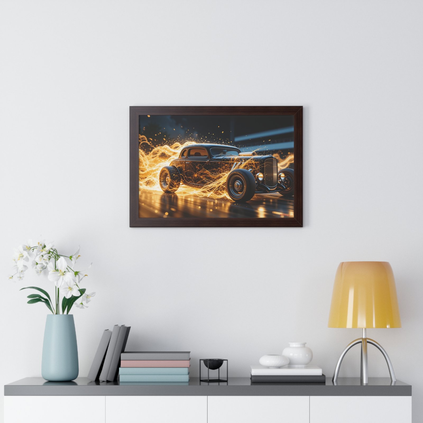 Limited Edition Futuristic Hot Rod Wall Art Framed Print with Translucent Ghost Flames | Original Collector’s Car Artwork - Image 14
