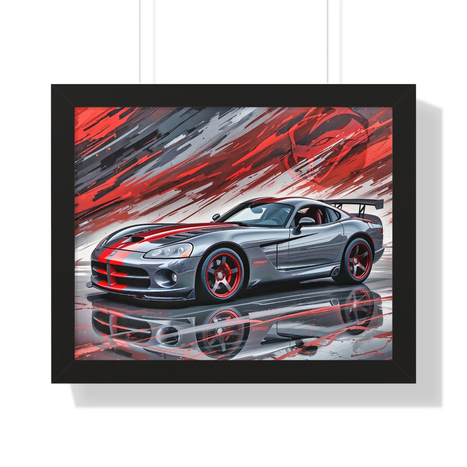 2010 Dodge Viper SRT-10 Final Edition Wall Art Framed Print in Gray with Red Stripes | Studio Edition Collector’s Artwork