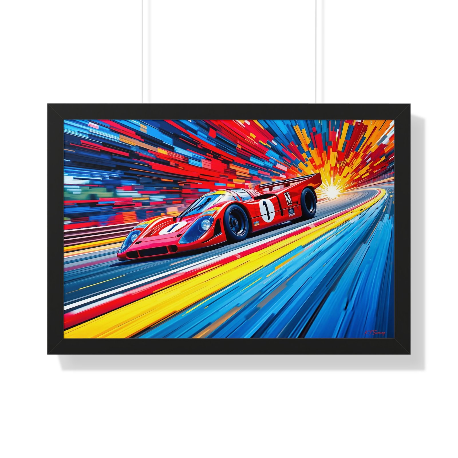 Limited Edition Porsche Le Mans Racing Car Wall Art Framed Print with 3D Textured Color Background | Collector’s Motorsport Artwork - Image 7
