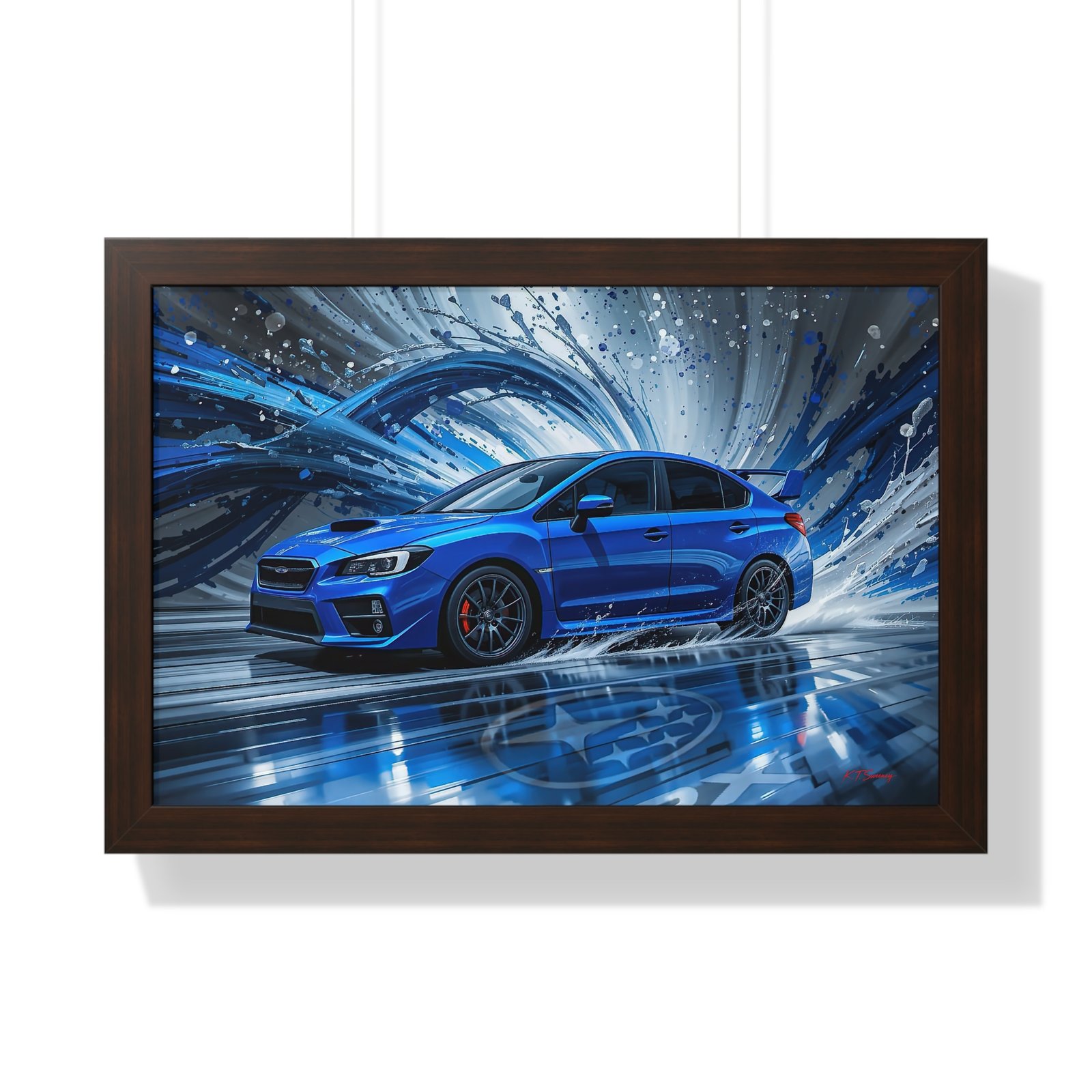 Limited Edition 2019 Subaru WRX Wall Art Framed Print with Textured Oil Paint Swirling Background | Collector’s Subaru Artwork - Image 7