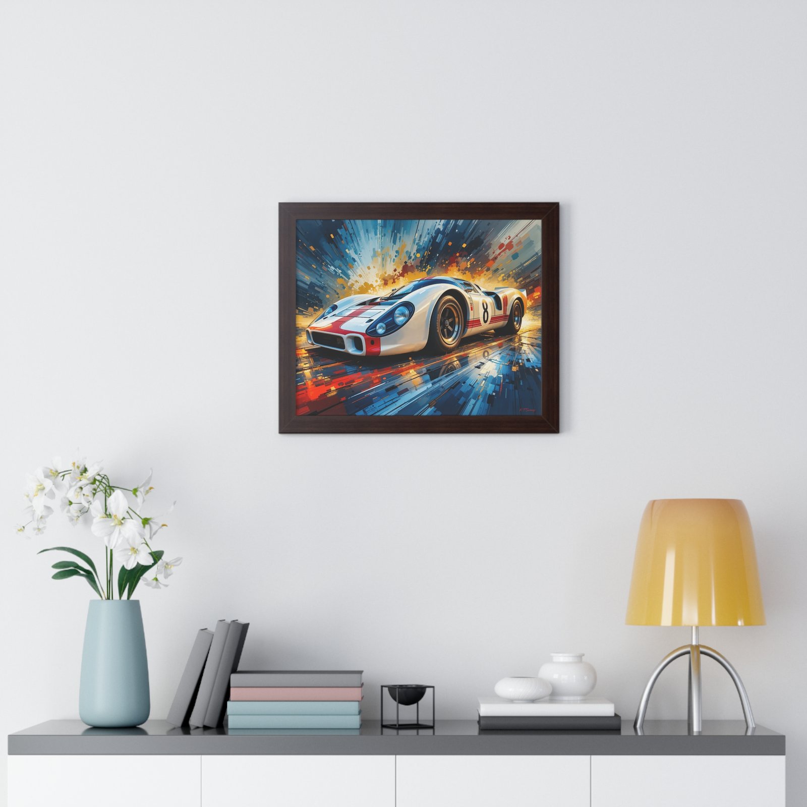 Limited Edition Porsche Le Mans Racing Car Wall Art Framed Print with 3D Textured Color Background | Collector’s Motorsport Artwork - Image 11