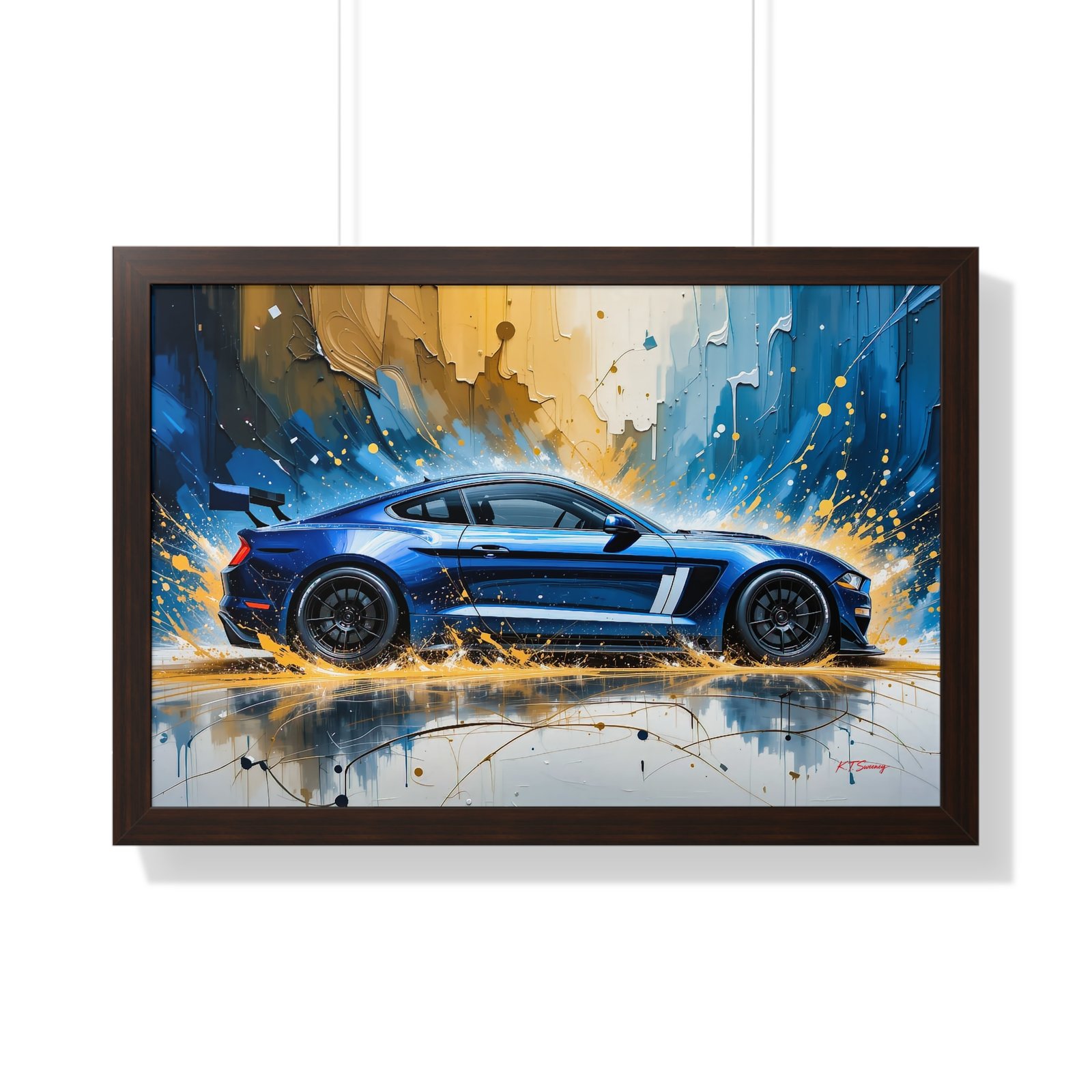 Limited Edition Mustang GT Wall Art Framed Print in Blue with White Stripes | Classic Mustang Collector’s Artwork - Image 16