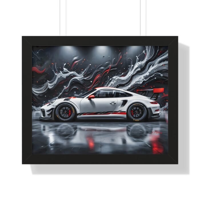 Limited Edition Porsche 911 GT3 Wall Art Framed Print with 3D Textured Oil Paint Style Background | Collector’s Porsche Artwork