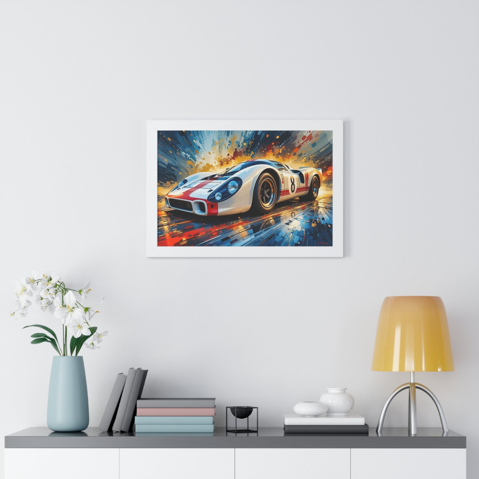 Limited Edition Porsche Le Mans Racing Car Wall Art Framed Print with 3D Textured Color Background | Collector’s Motorsport Artwork - Image 23