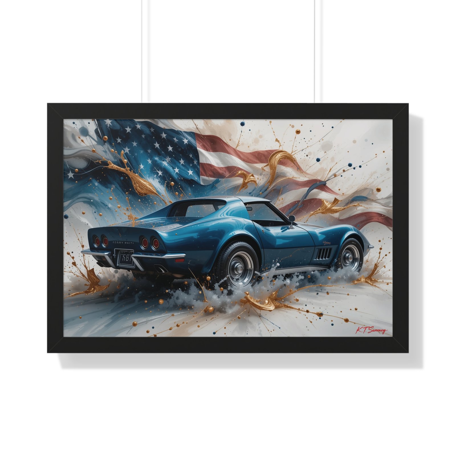 1979 Corvette Wall Art Framed Print with American Flag Background | Studio Edition Classic Car Collector’s Artwork - Image 7