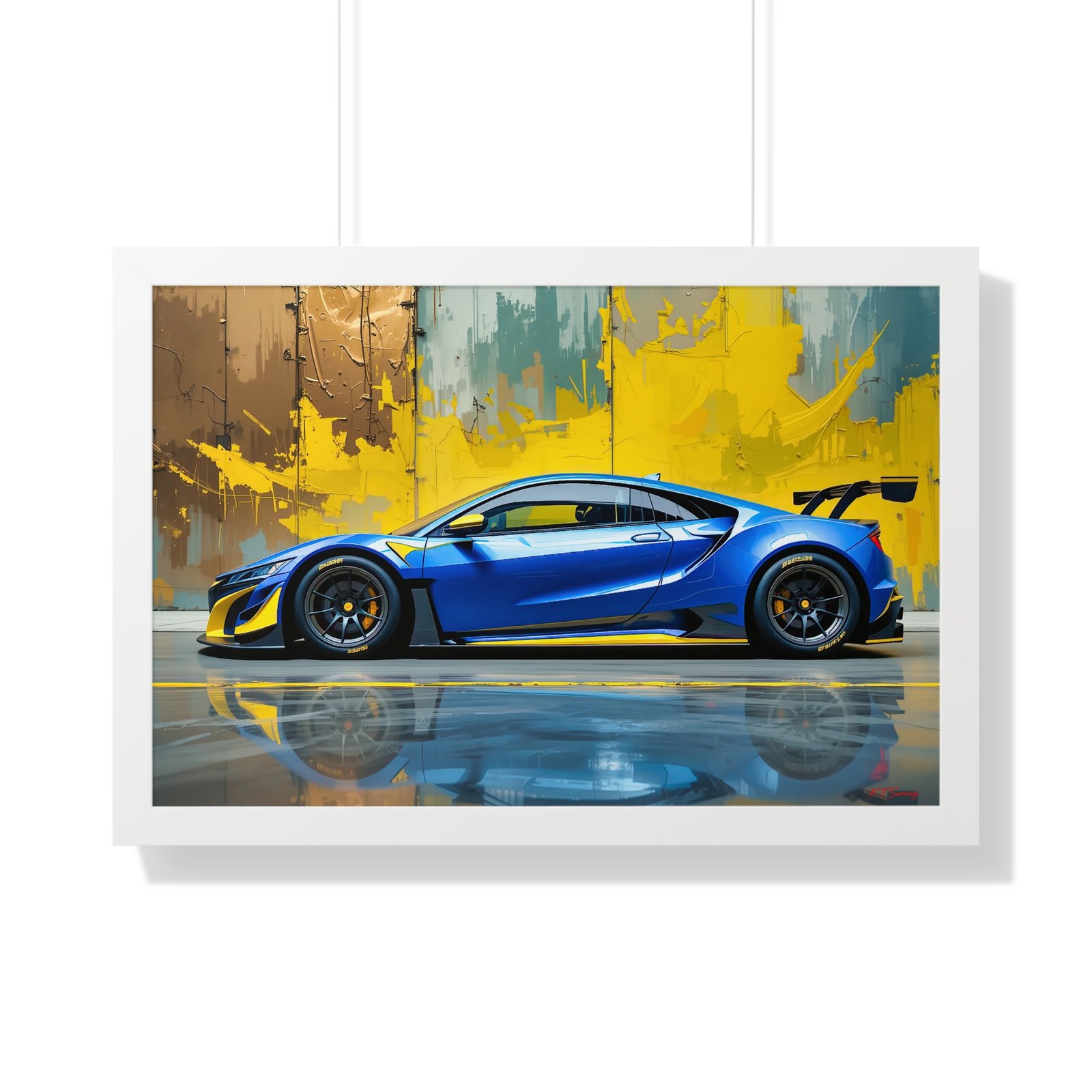 Acura NSX Wall Art Framed Print with Dramatic Textured Paint Style Background | Studio Edition Collector’s Artwork - Image 25