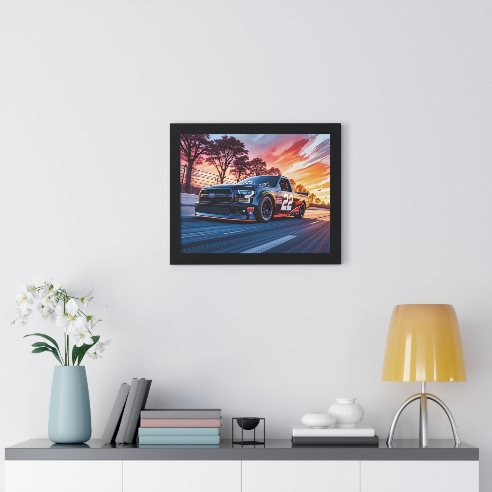 Frankie Muniz NASCAR Truck Wall Art Framed Print with Original Studio Edition Design | Collector’s Racing Artwork - Image 5