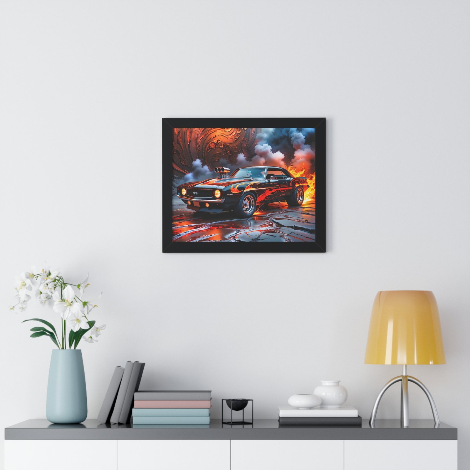 Limited Edition 1969 Camaro Hot Rod Wall Art Framed Print with Watercolor Textured Background | Collector’s Classic Camaro Artwork - Image 5