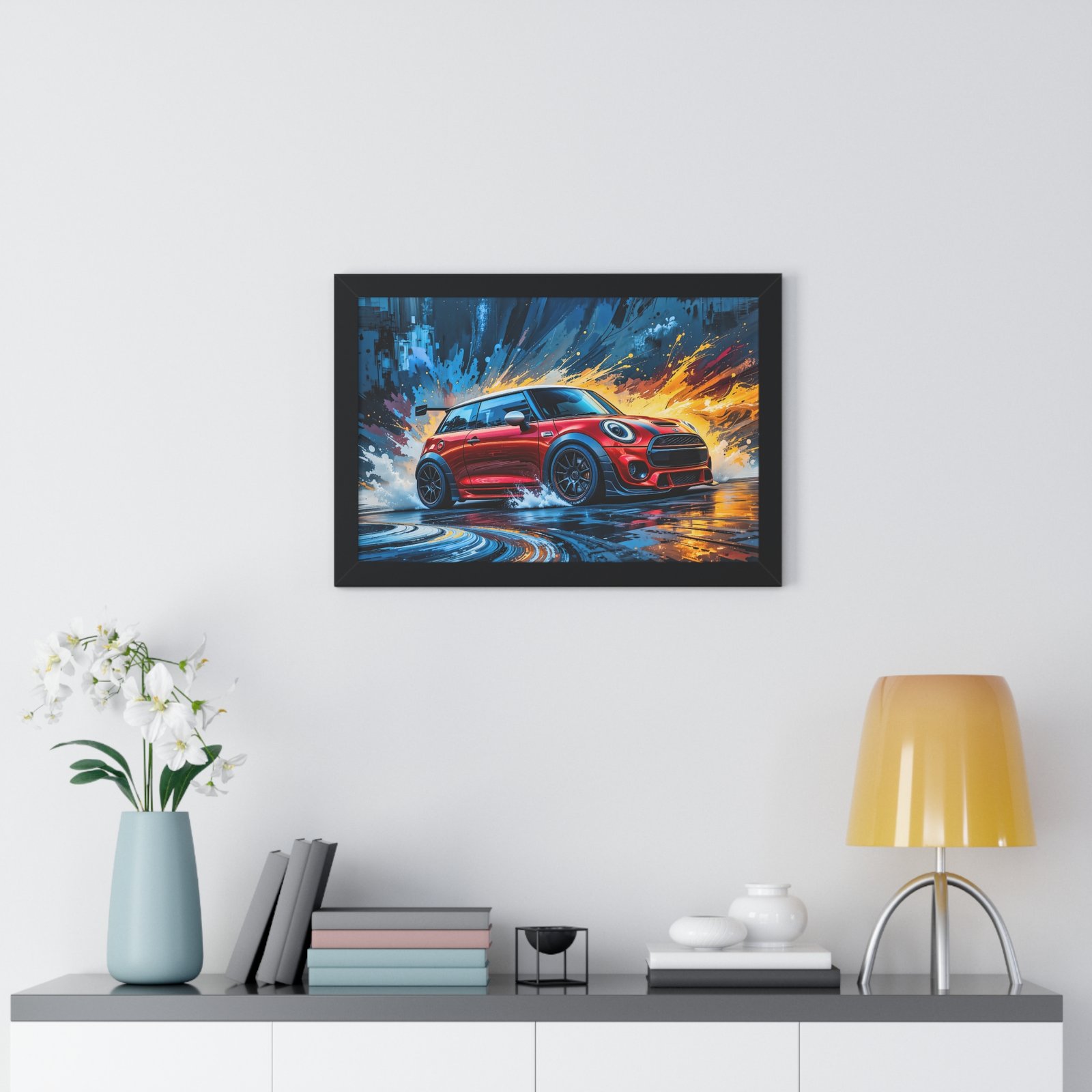 Limited Edition Red Mini Cooper S Racing Car Wall Art Framed Print | Collector’s Classic Mini Artwork - Image 5