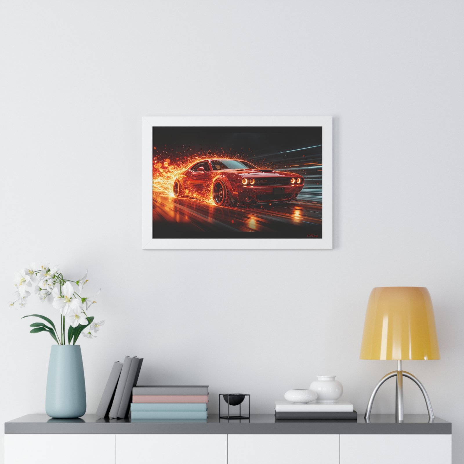 Limited Edition Dodge Hellcat Wall Art Framed Print with Ethereal Flames | Collector’s Muscle Car Artwork - Image 23