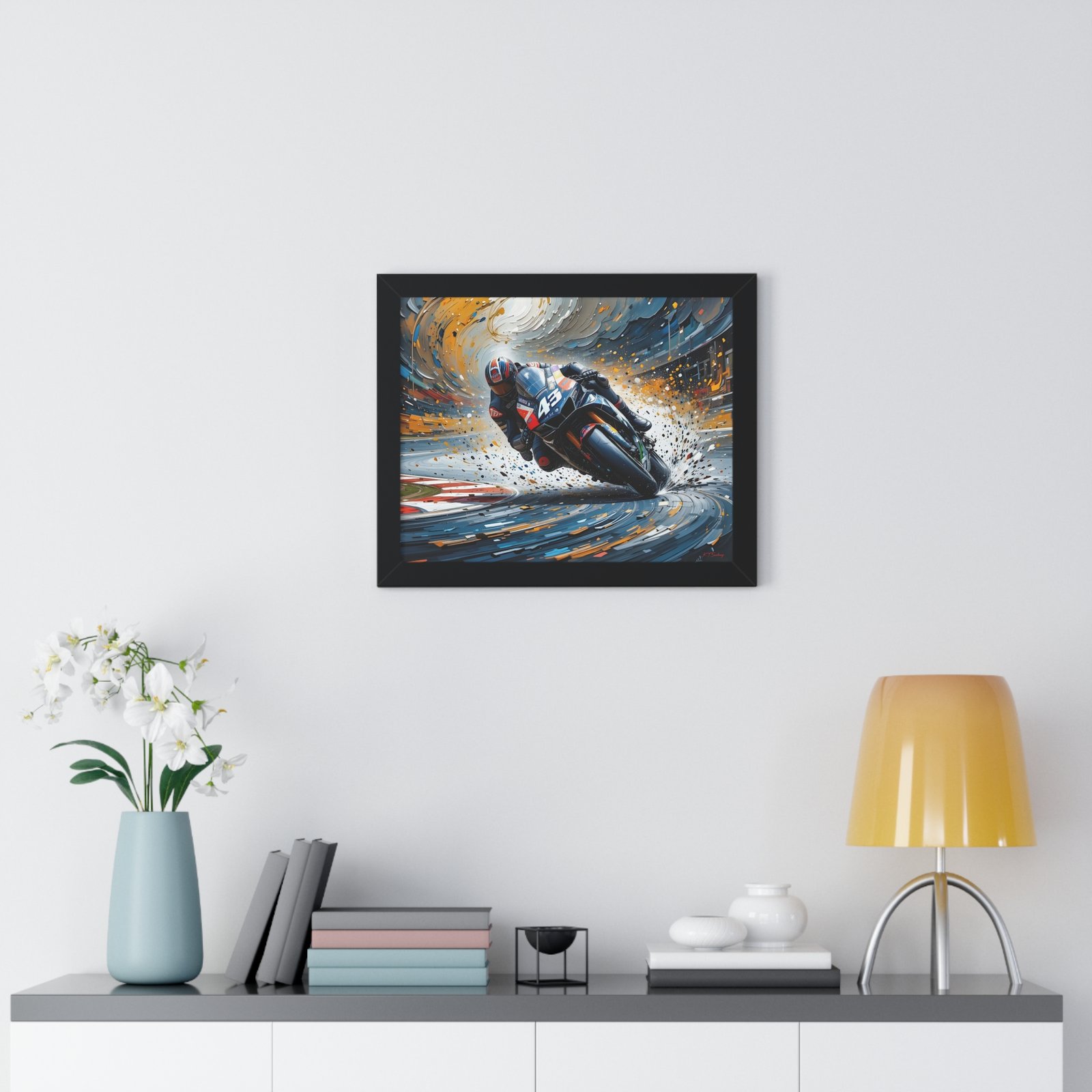Limited Edition MotoGP Racing Motorcycle Wall Art Framed Print with 3D Textured Oil Paint Style Background | Collector’s Motorsport Artwork - Image 2