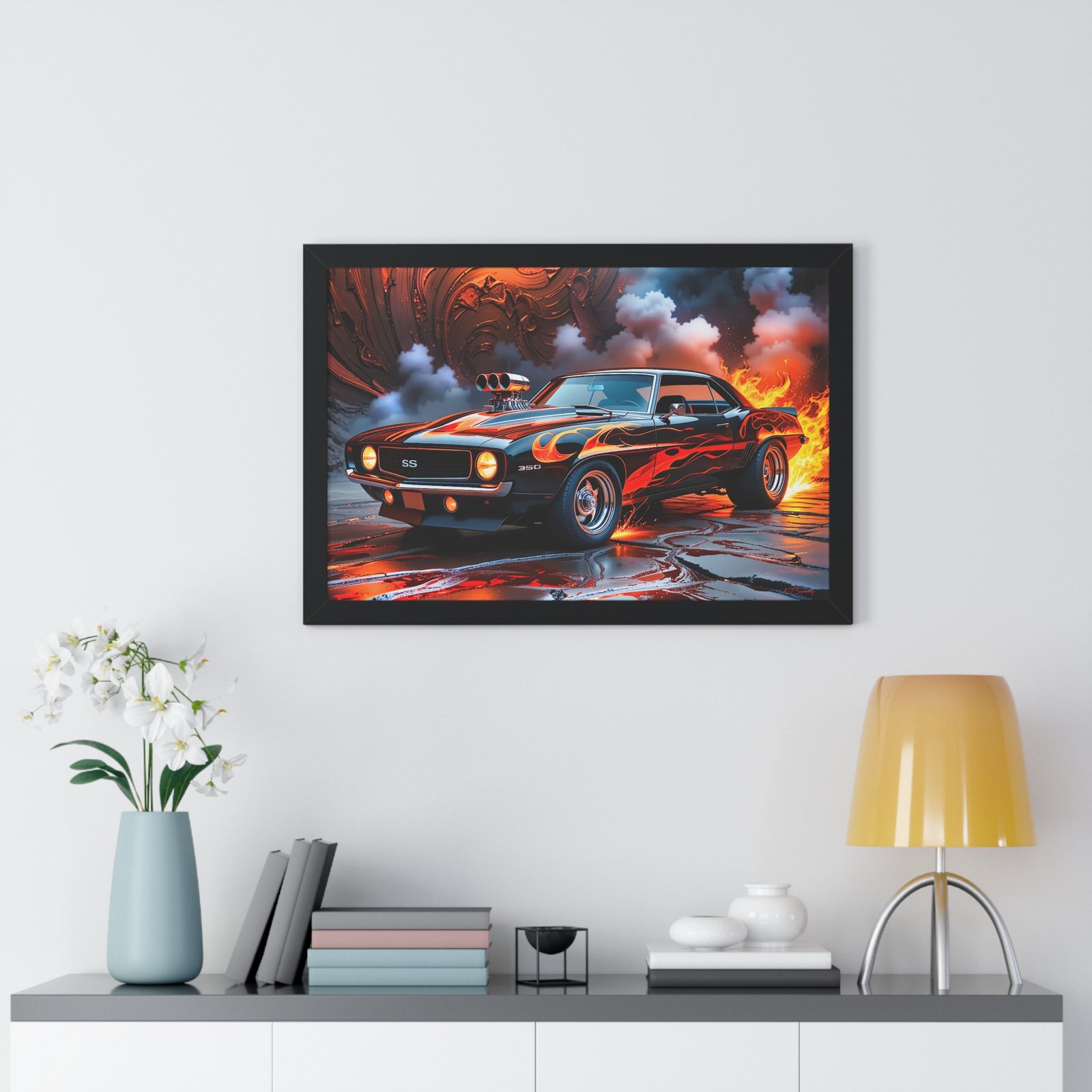 Limited Edition 1969 Camaro Hot Rod Wall Art Framed Print with Watercolor Textured Background | Collector’s Classic Camaro Artwork - Image 11