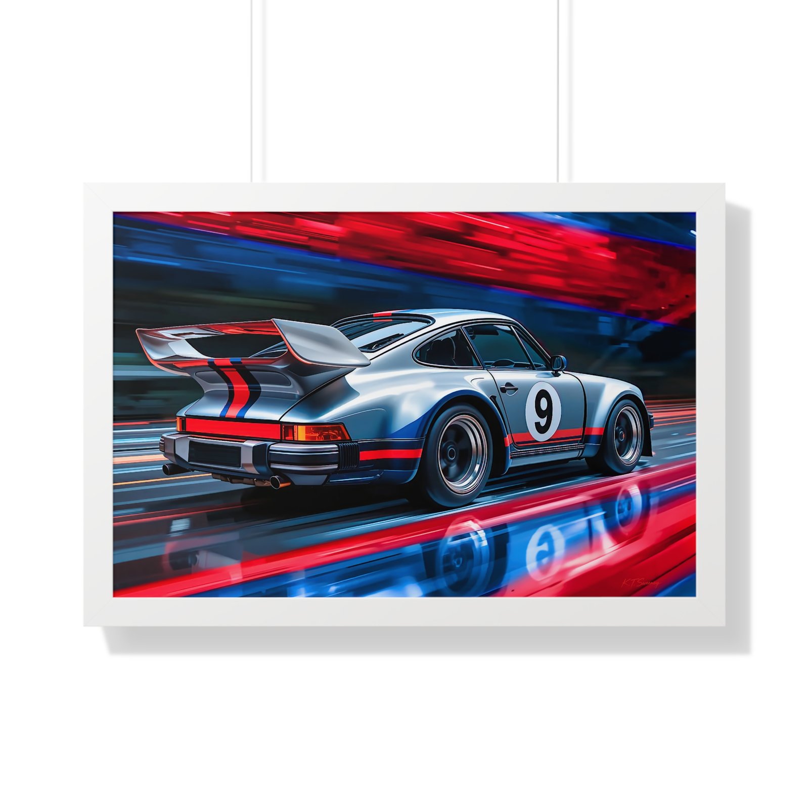 Limited Edition Classic Porsche 930 Turbo in Silver Wall Art Framed Print | Collector’s Porsche Artwork - Image 25