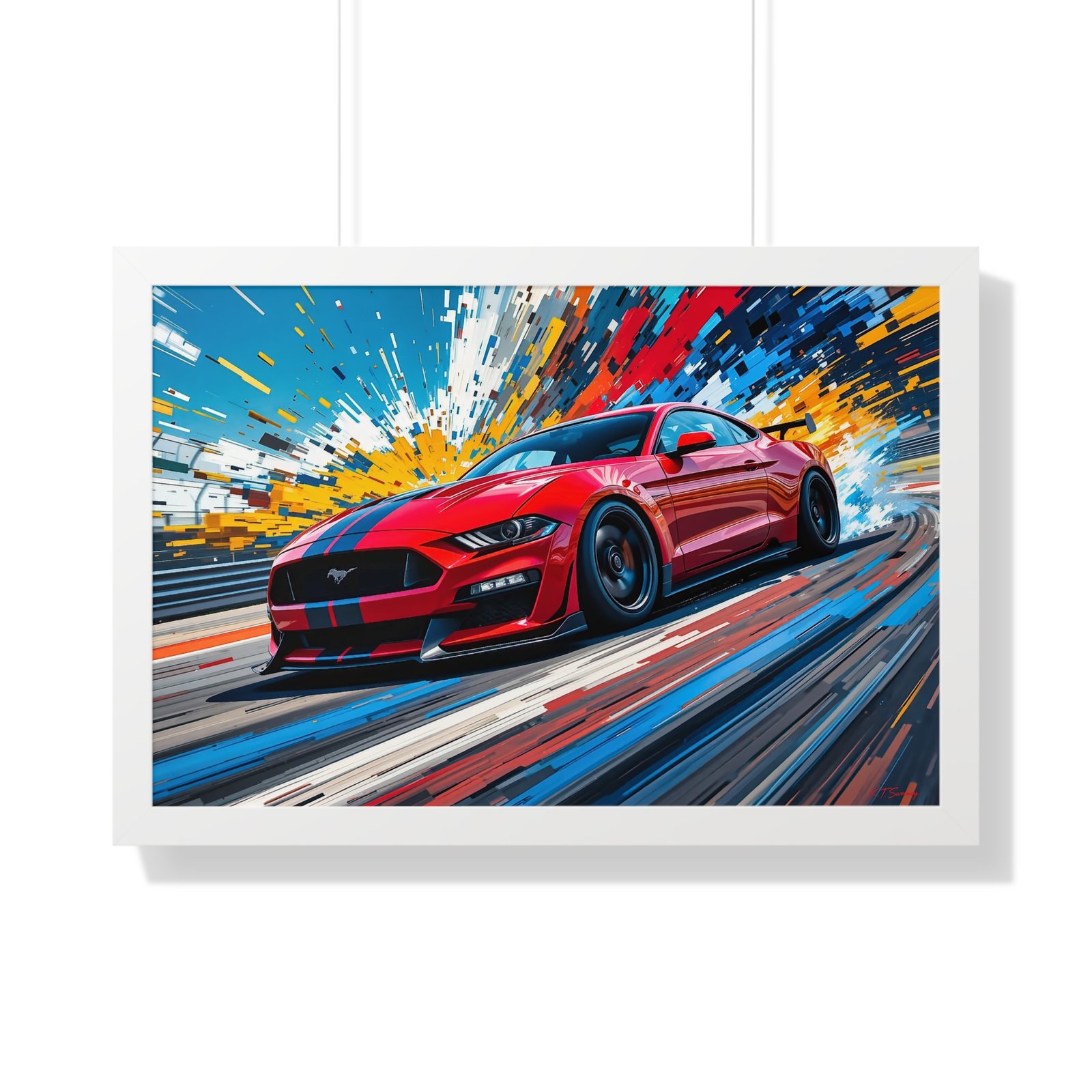 Exclusive Edition Red Mustang GT Wall Art Framed Print with Exploding Color Burst Background | Collector’s Mustang Artwork - Image 25
