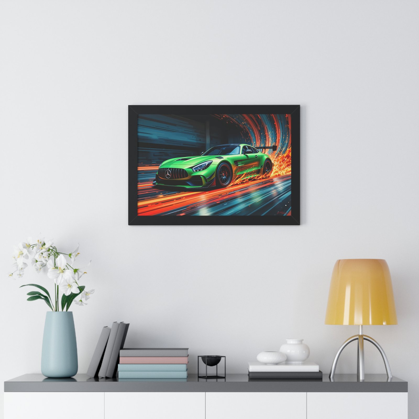 Limited Edition Mercedes IMSA GTD Racing Car Wall Art Framed Print in Metallic Green | Collector’s Motorsport Artwork - Image 2