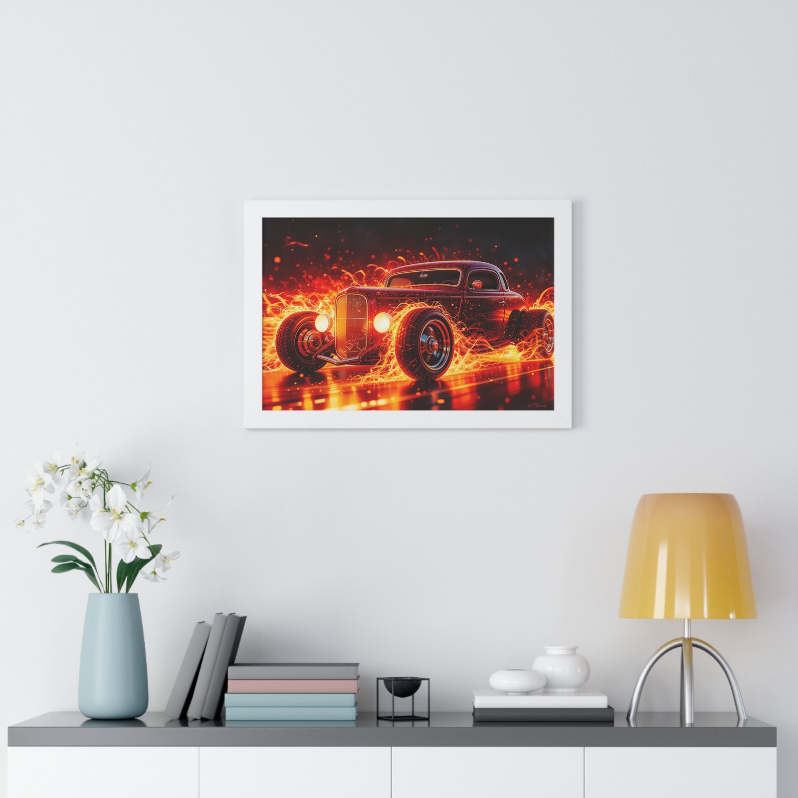 Limited Edition Hot Rod Wall Art Framed Print with Ethereal Flames - Image 23