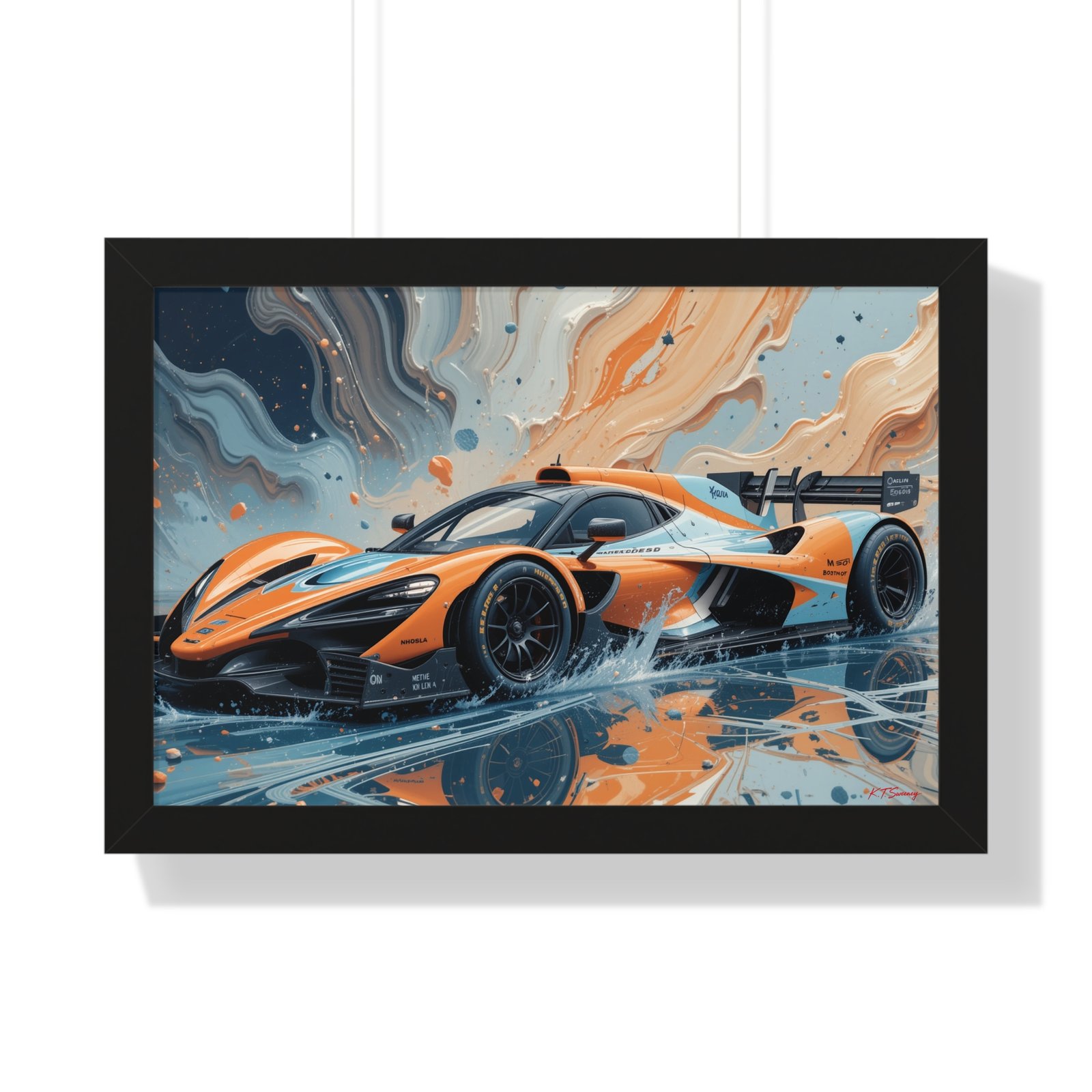 McLaren Supercar Gulf Livery Wall Art Framed Print with 3D Textured Oil Paint Style | Studio Edition Collector’s Artwork - Image 4