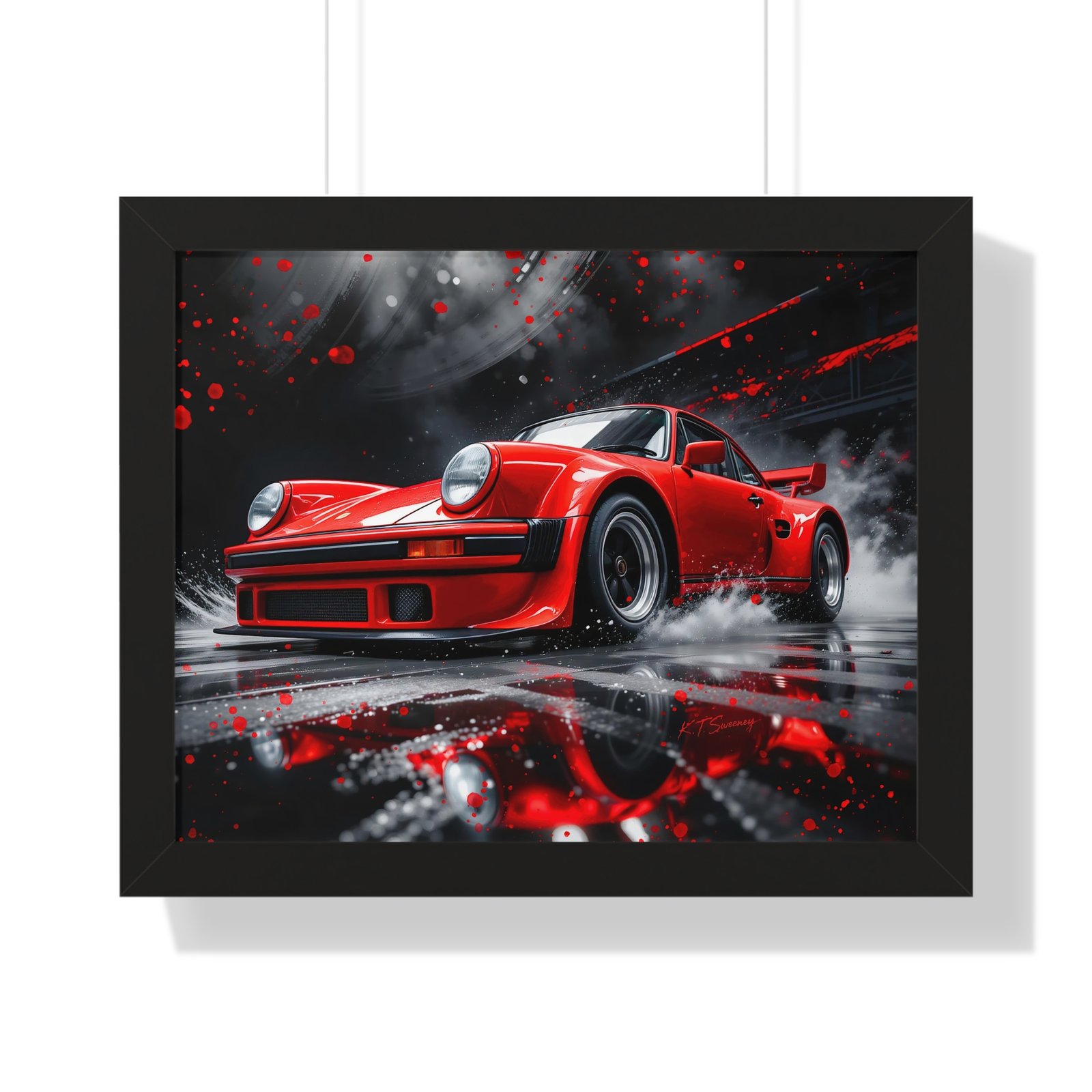 Limited Edition Porsche 930 Turbo Wall Art Framed Print in Red | Classic Porsche Collector’s Artwork